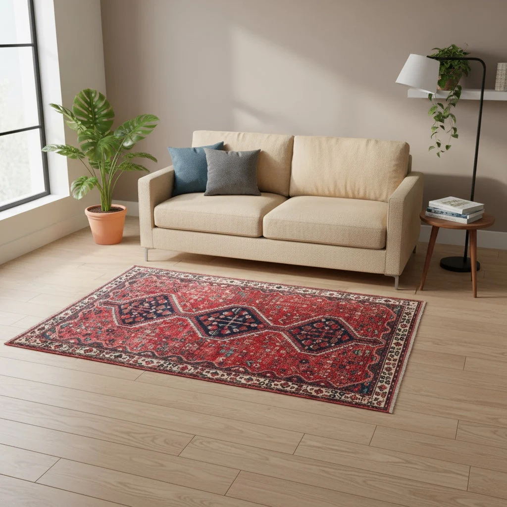 Hand-Knotted Wool Hamadan Persian Rug, 210 × 160 cm