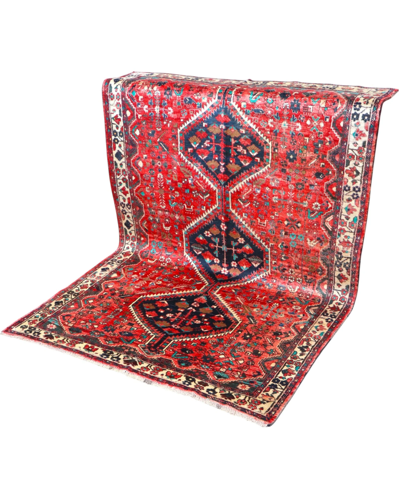 Hand-Knotted Wool Hamadan Persian Rug, 210 × 160 cm