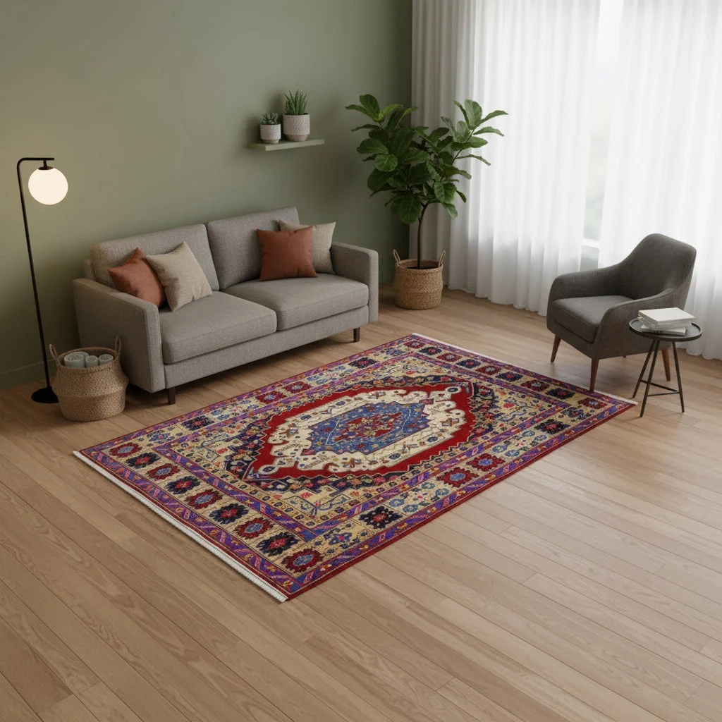 Hand-Knotted Wool Tabriz Persian Rug, 209 × 153 cm