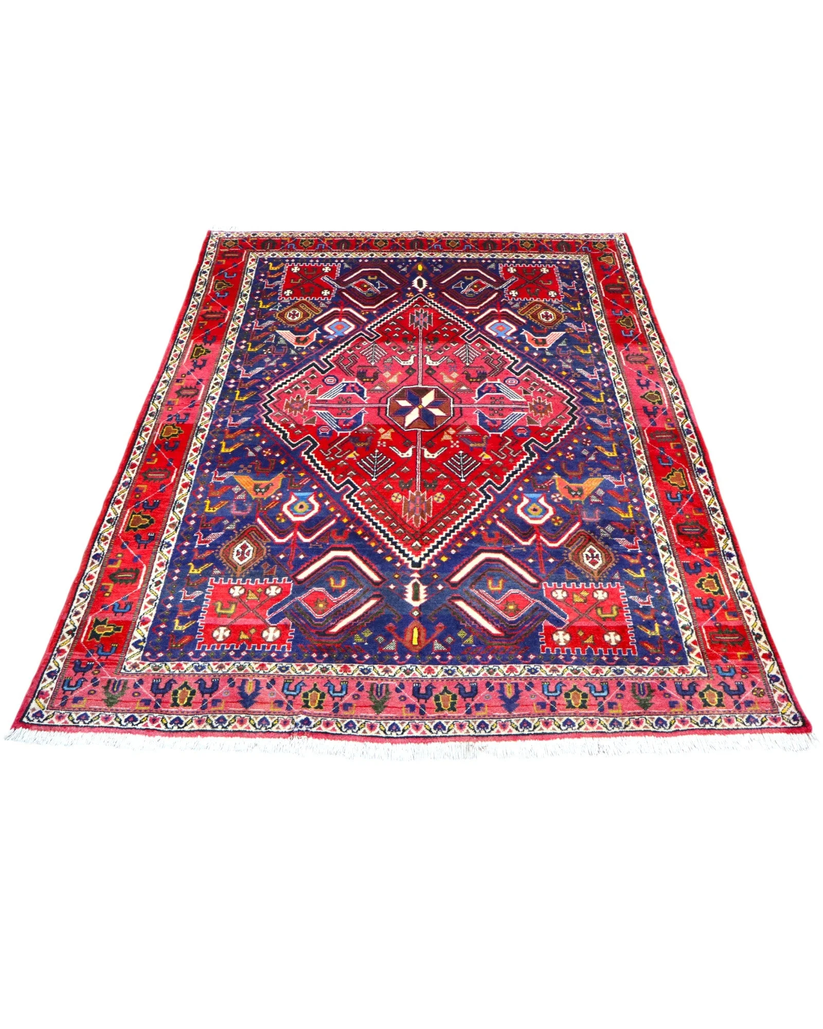 perserteppich-afshar-210-x-148-cm-schurwolle-handgeknupft-blau-62 Hand-Knotted Wool Afshar Persian Rug, 210 × 148 cm