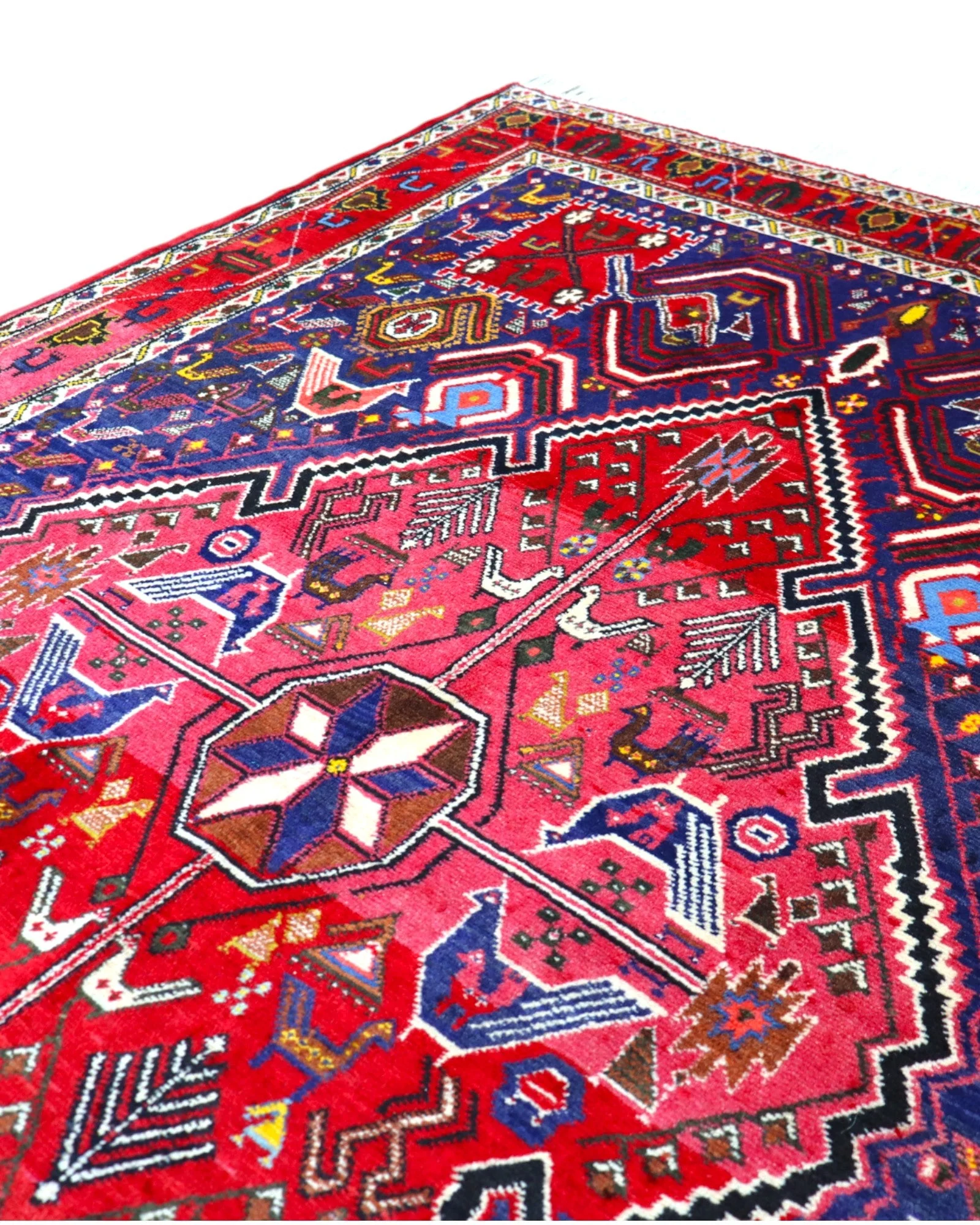 perserteppich-afshar-210-x-148-cm-schurwolle-handgeknupft-blau-68 Hand-Knotted Wool Afshar Persian Rug, 210 × 148 cm