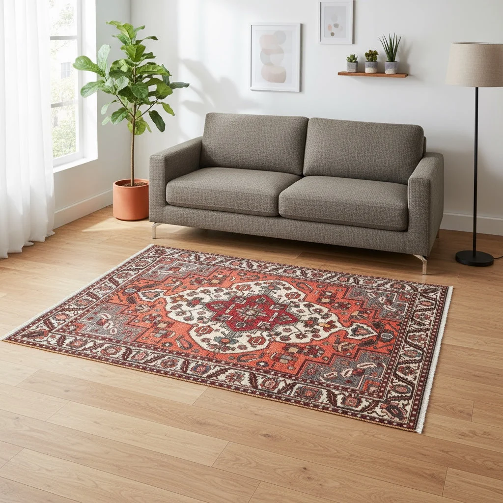 Hand-Knotted Wool Persian Rug, 202 × 155 cm