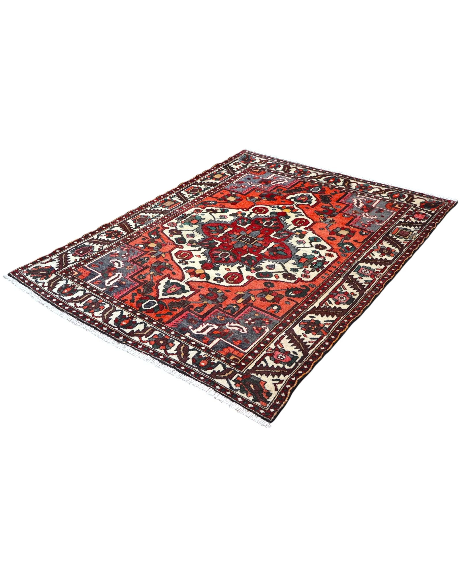 Hand-Knotted Wool Persian Rug, 202 × 155 cm
