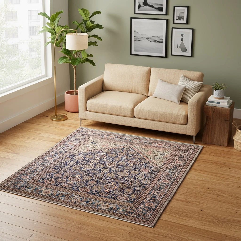 Hand-Knotted Wool Malayer Persian Rug, 233 × 207 cm