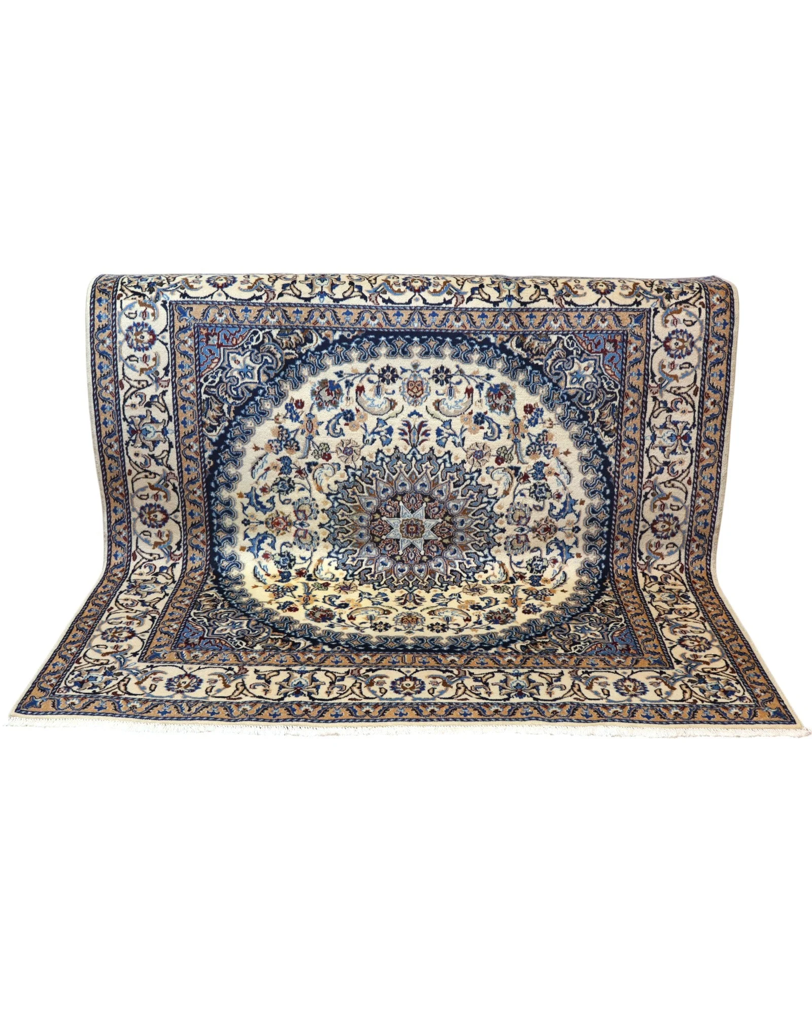Nain Persian Rug 197 × 193 cm, Wool & Silk, hand-knotted