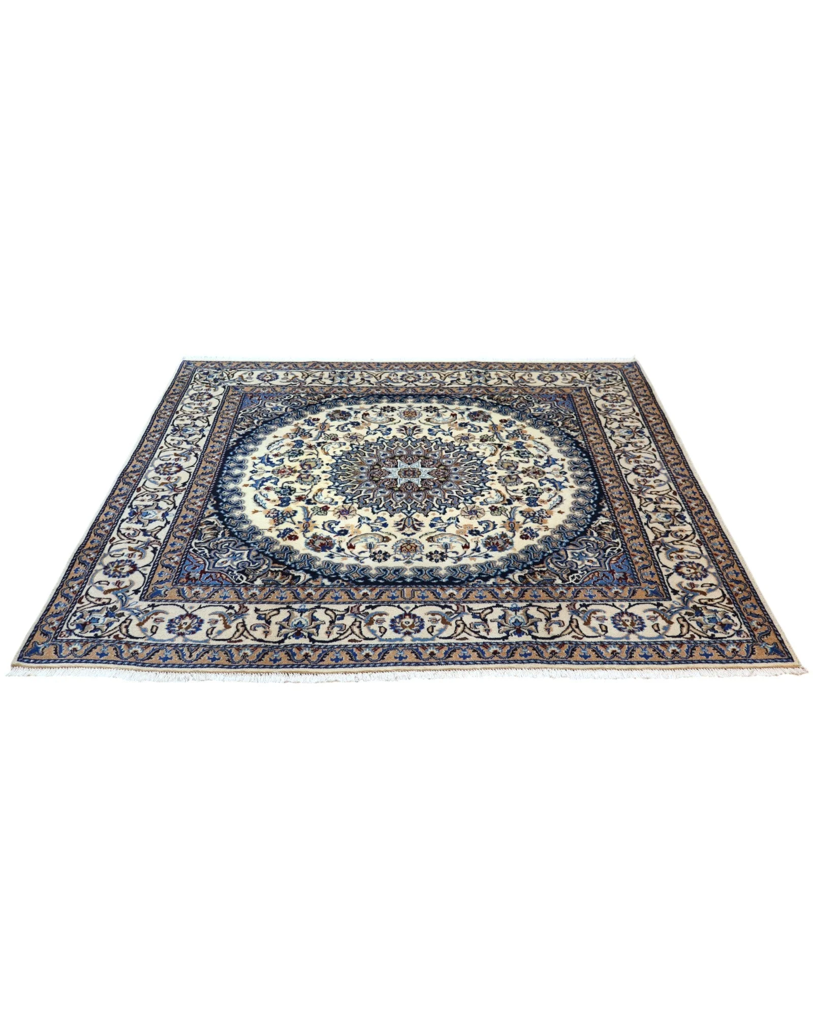 Nain Persian Rug 197 × 193 cm, Wool & Silk, hand-knotted