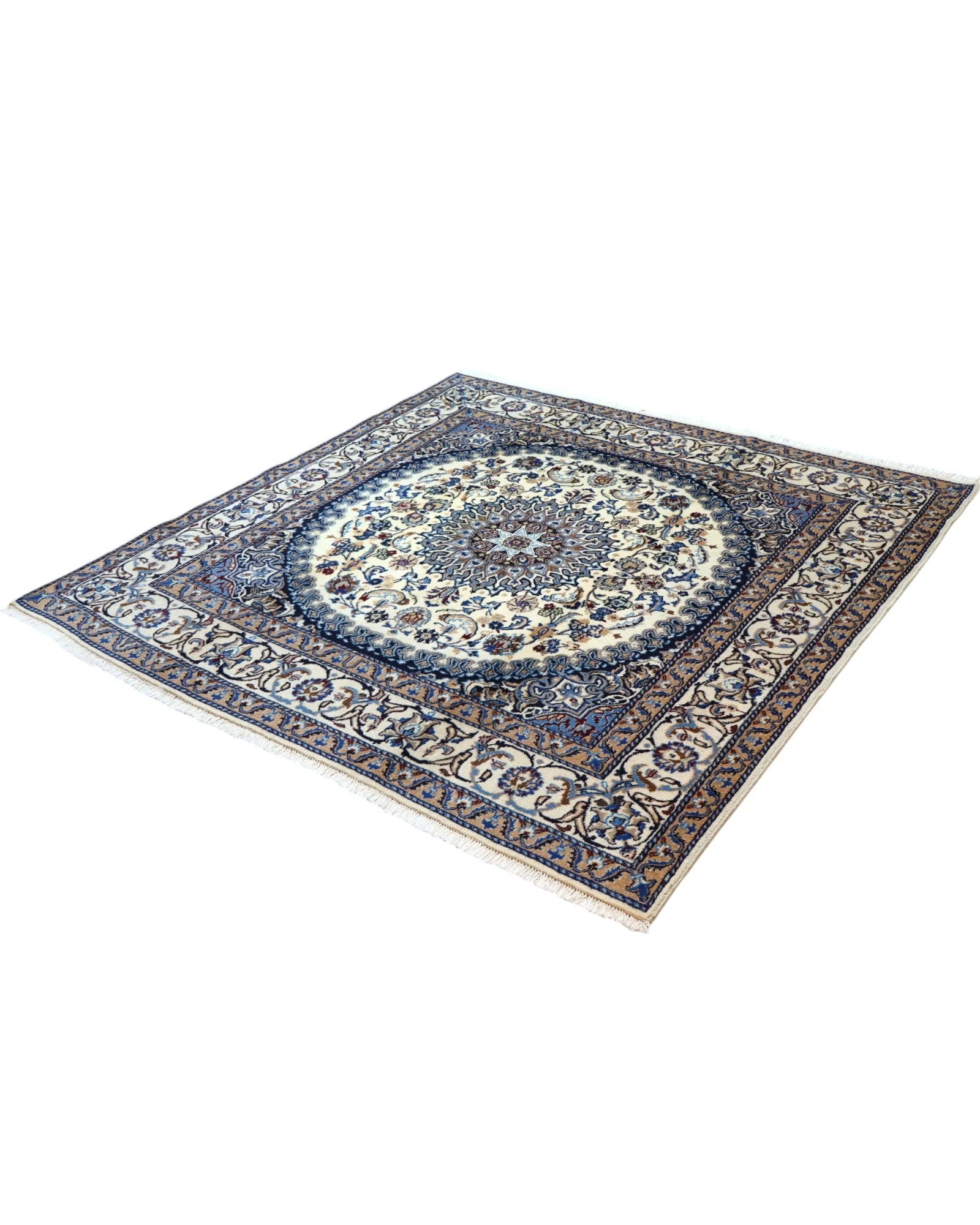 Nain Persian Rug 197 × 193 cm, Wool & Silk, hand-knotted