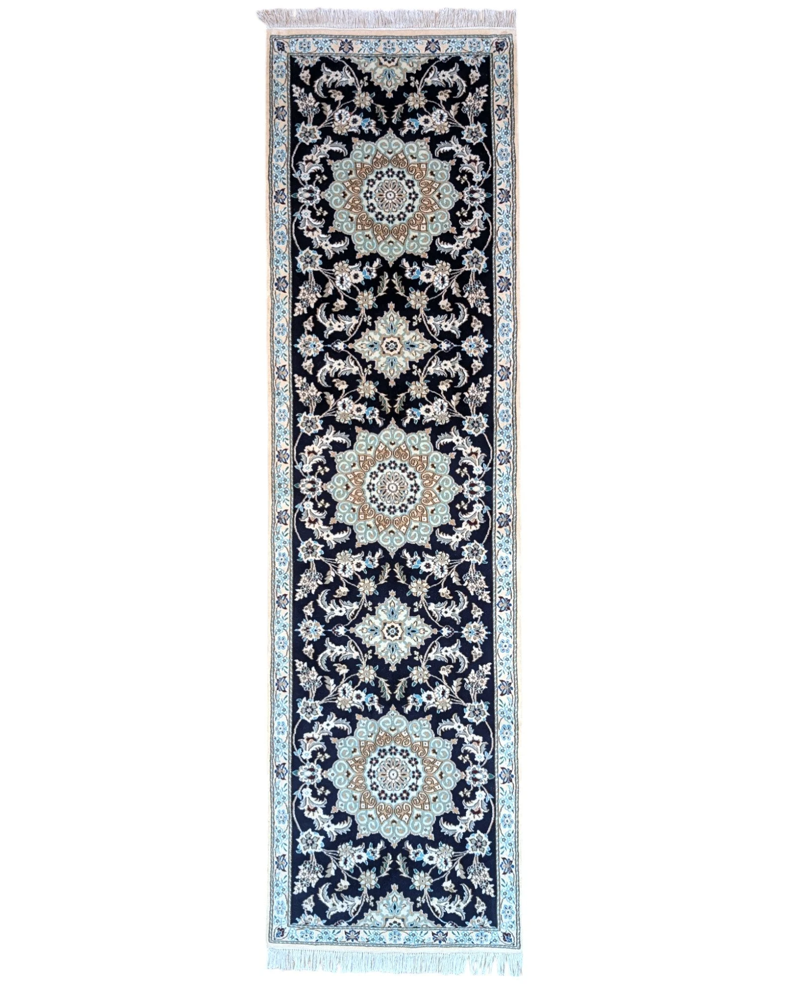 Nain Persian Rug 294 × 81 cm, Wool & Silk, hand-knotted