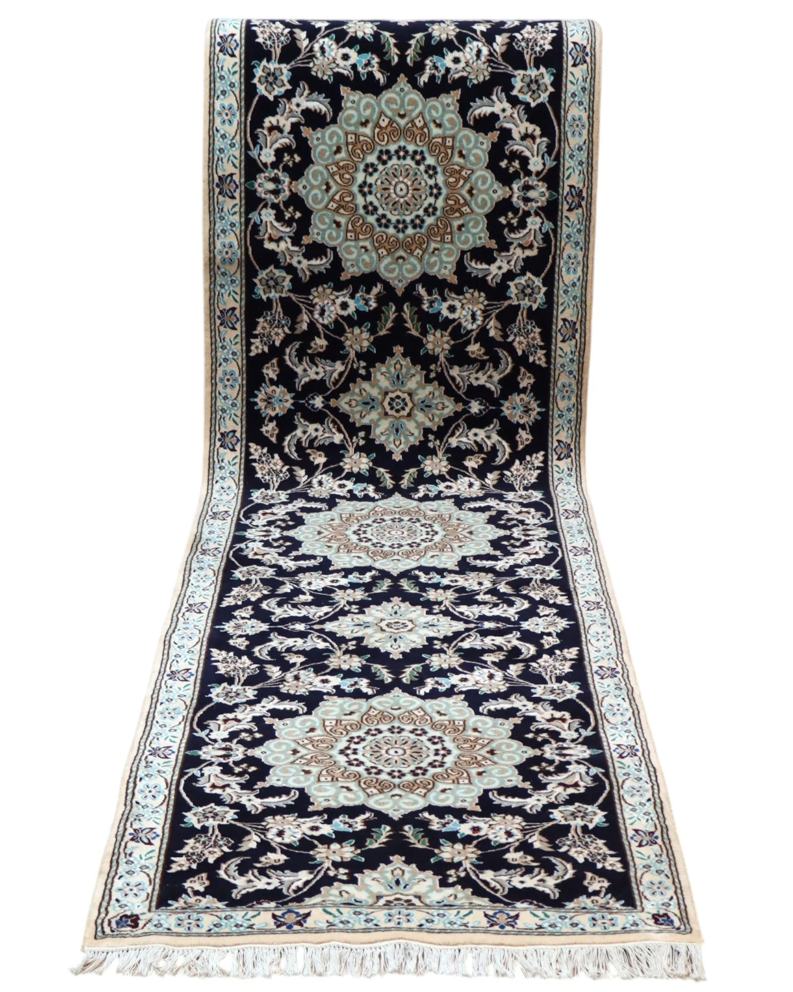 Nain Persian Rug 294 × 81 cm, Wool & Silk, hand-knotted