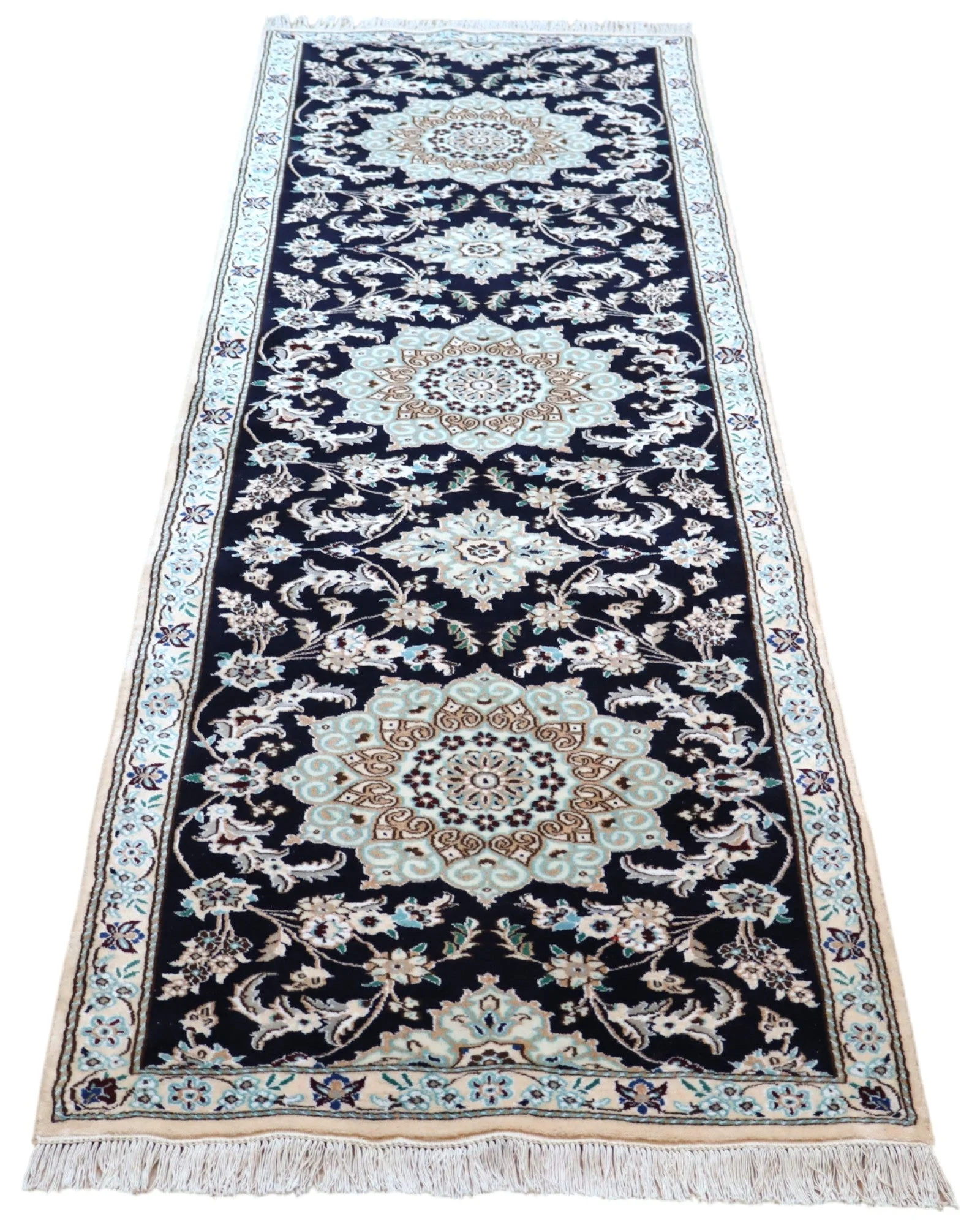 Nain Persian Rug 294 × 81 cm, Wool & Silk, hand-knotted