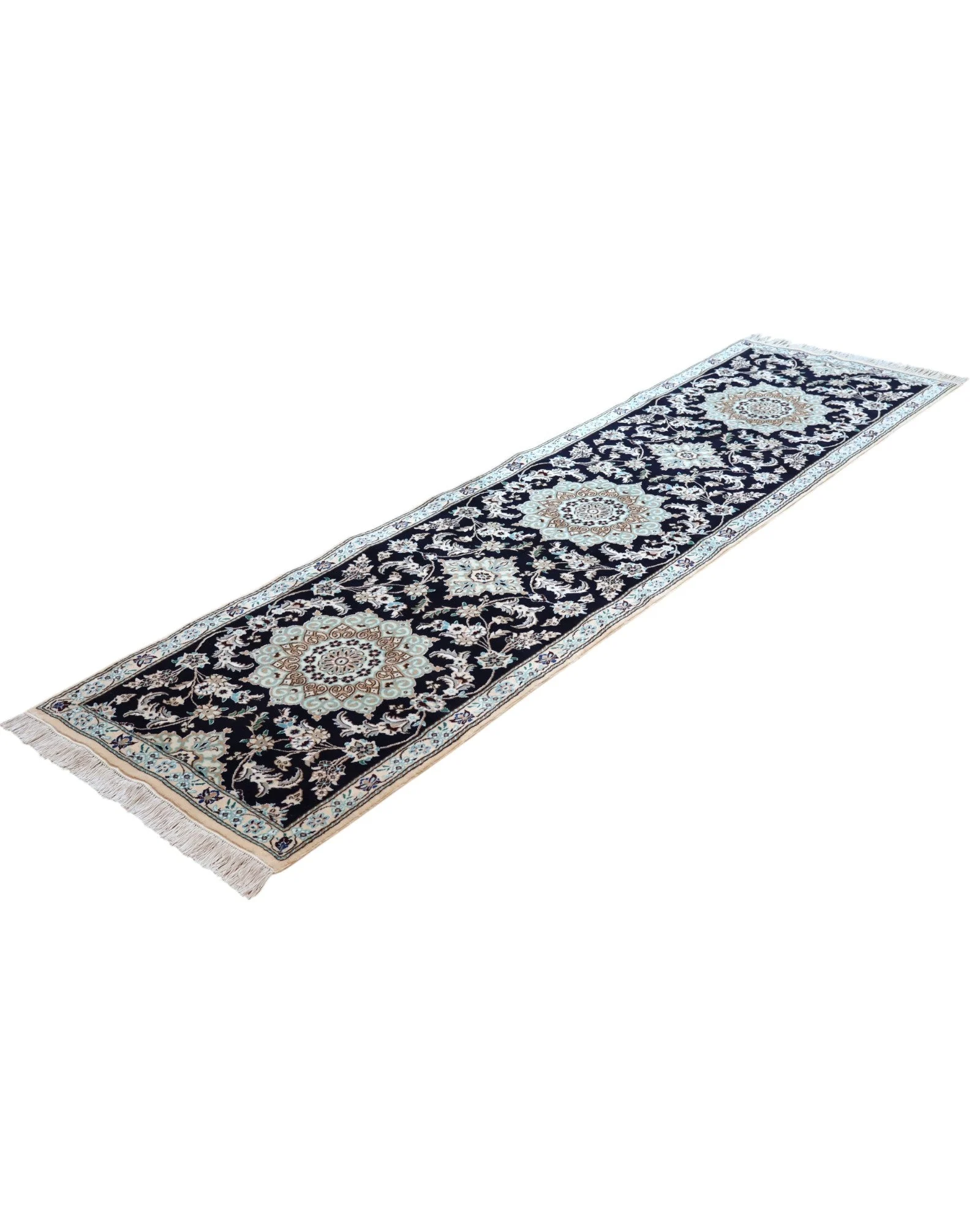 Nain Persian Rug 294 × 81 cm, Wool & Silk, hand-knotted