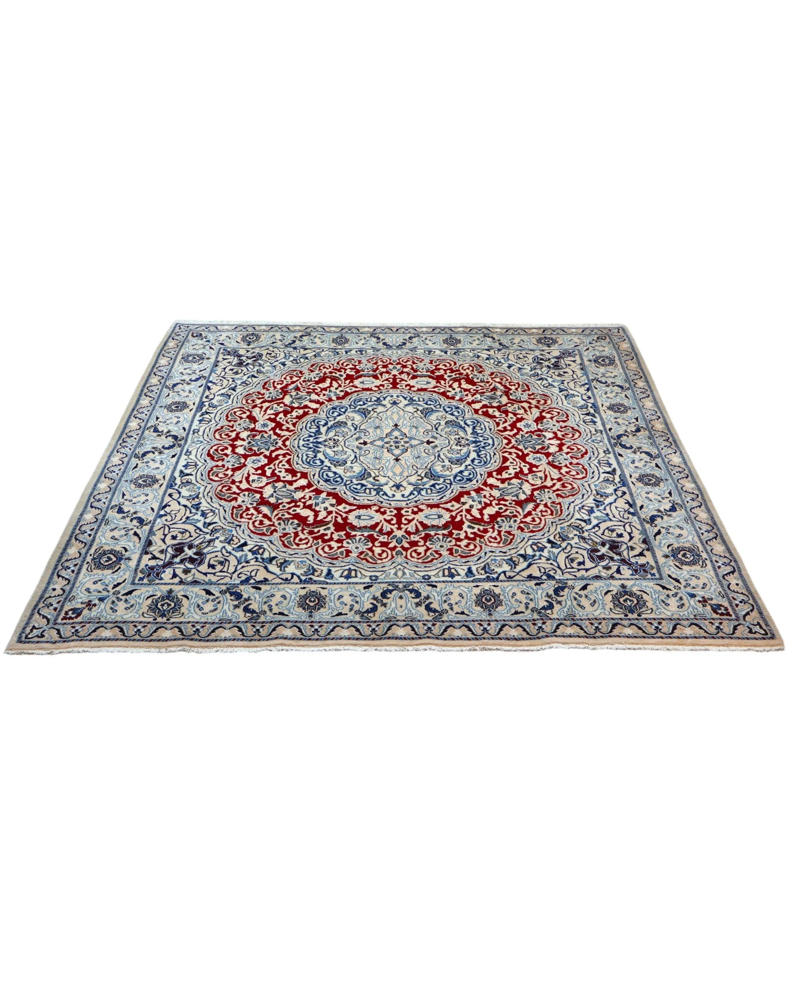 Hand-Knotted Wool Nain Persian Rug, 200 × 200 cm