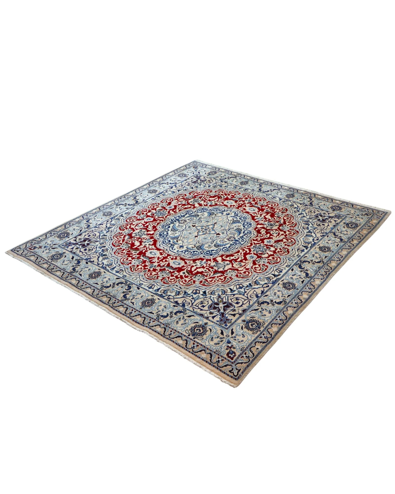 Hand-Knotted Wool Nain Persian Rug, 200 × 200 cm