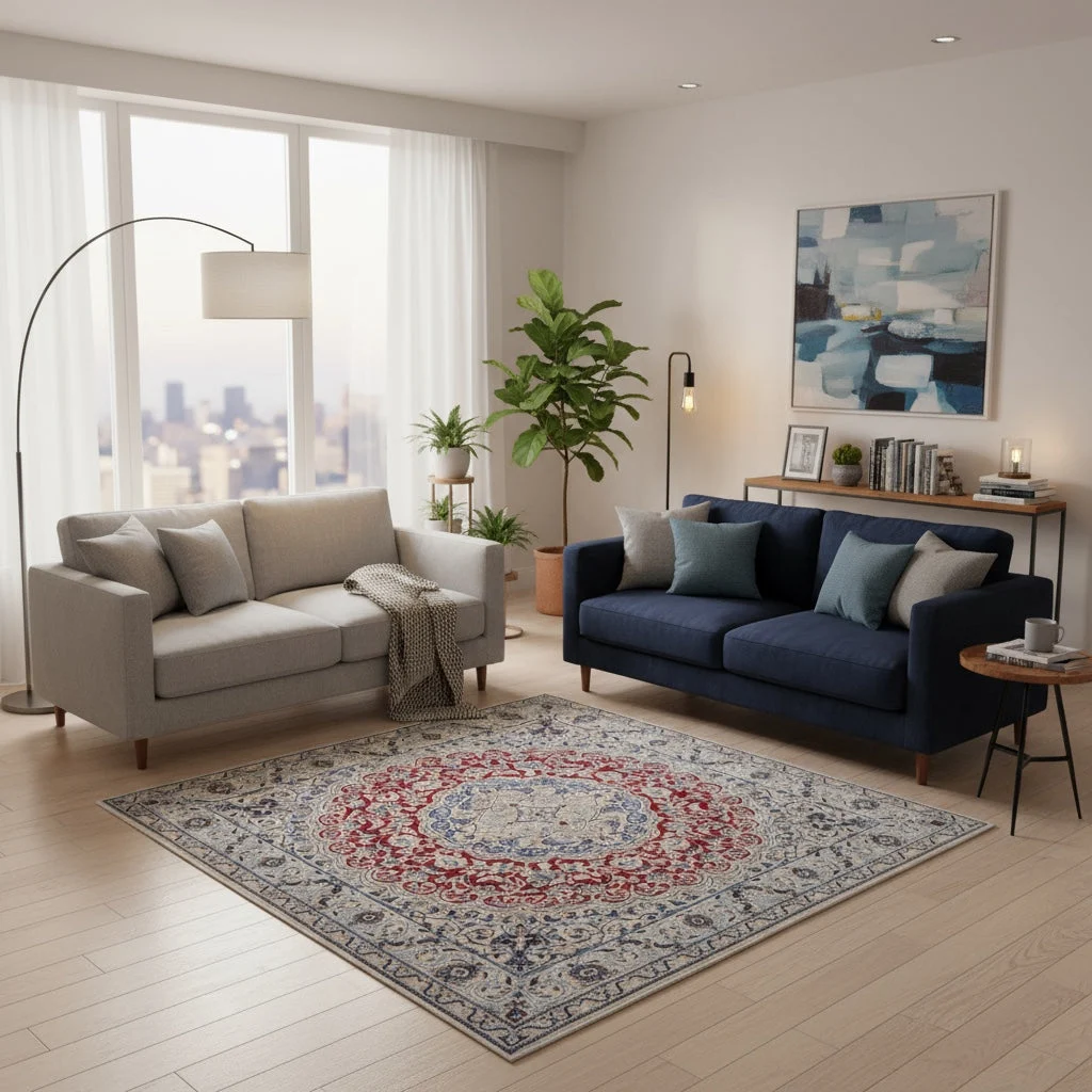 Hand-Knotted Wool Nain Persian Rug, 200 × 200 cm