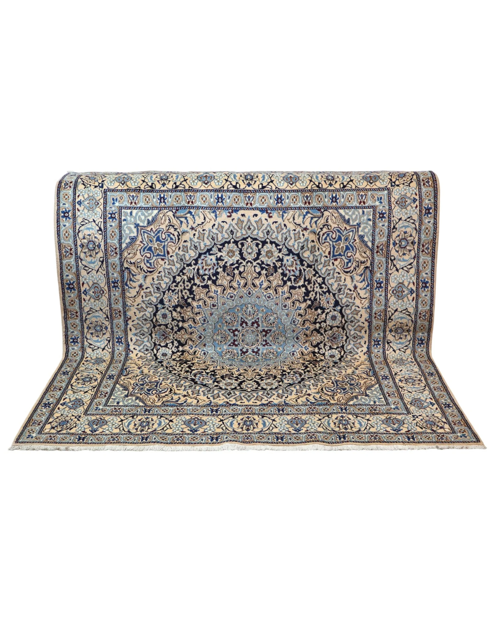 Nain Persian Rug — hand-knotted, 202 × 194 cm, Wool & Silk