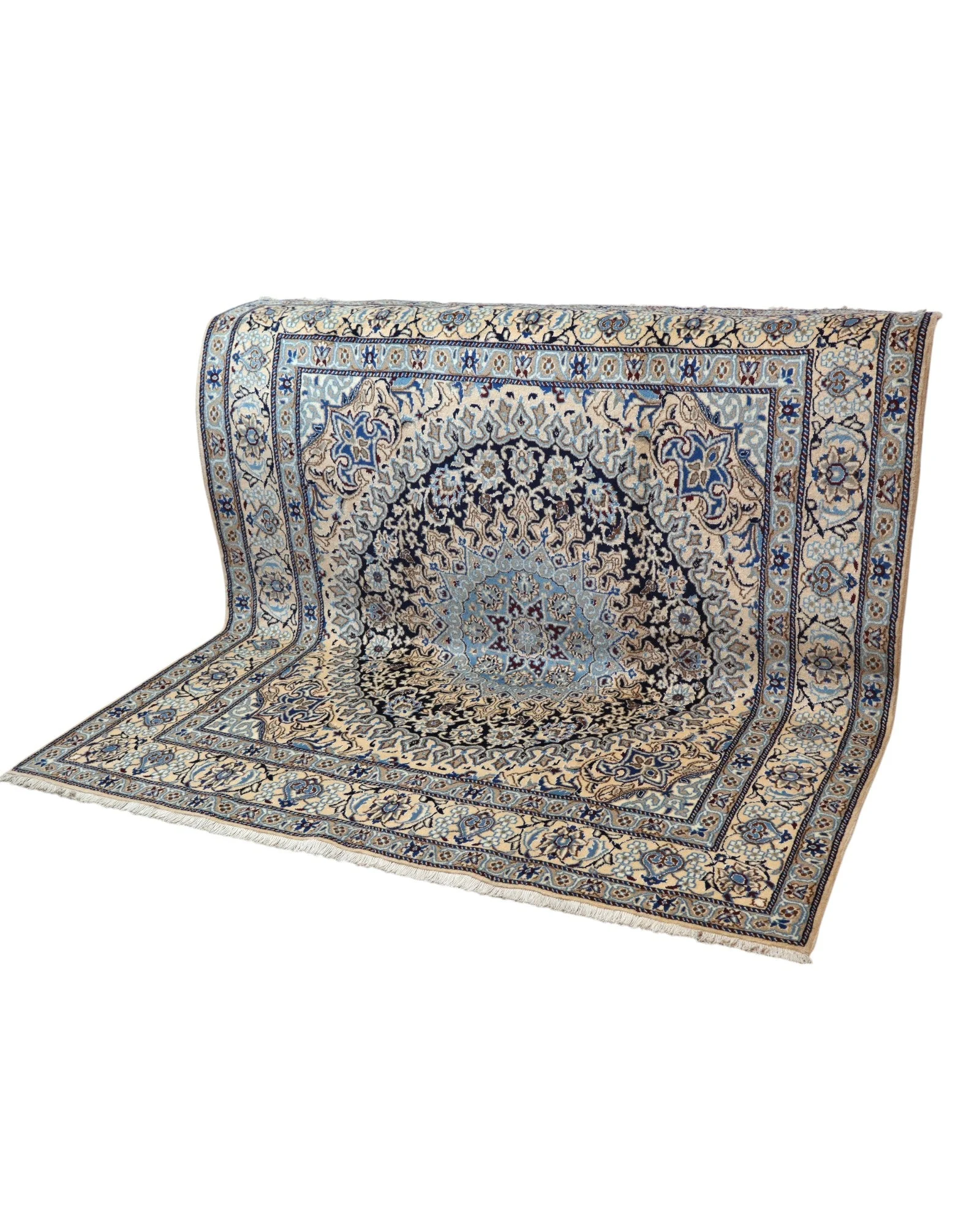 Nain Persian Rug — hand-knotted, 202 × 194 cm, Wool & Silk