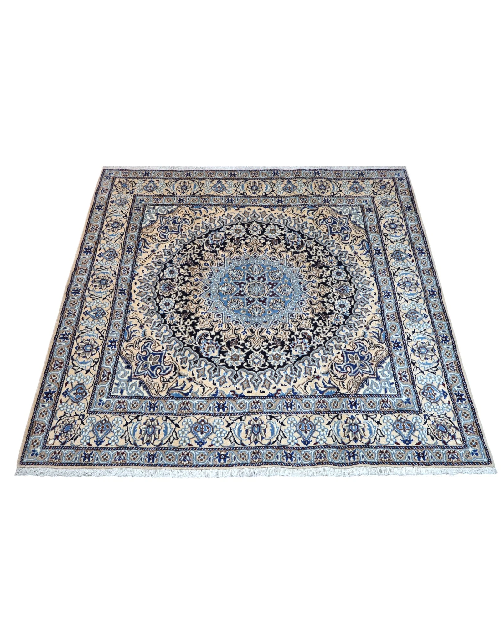 Nain Persian Rug — hand-knotted, 202 × 194 cm, Wool & Silk