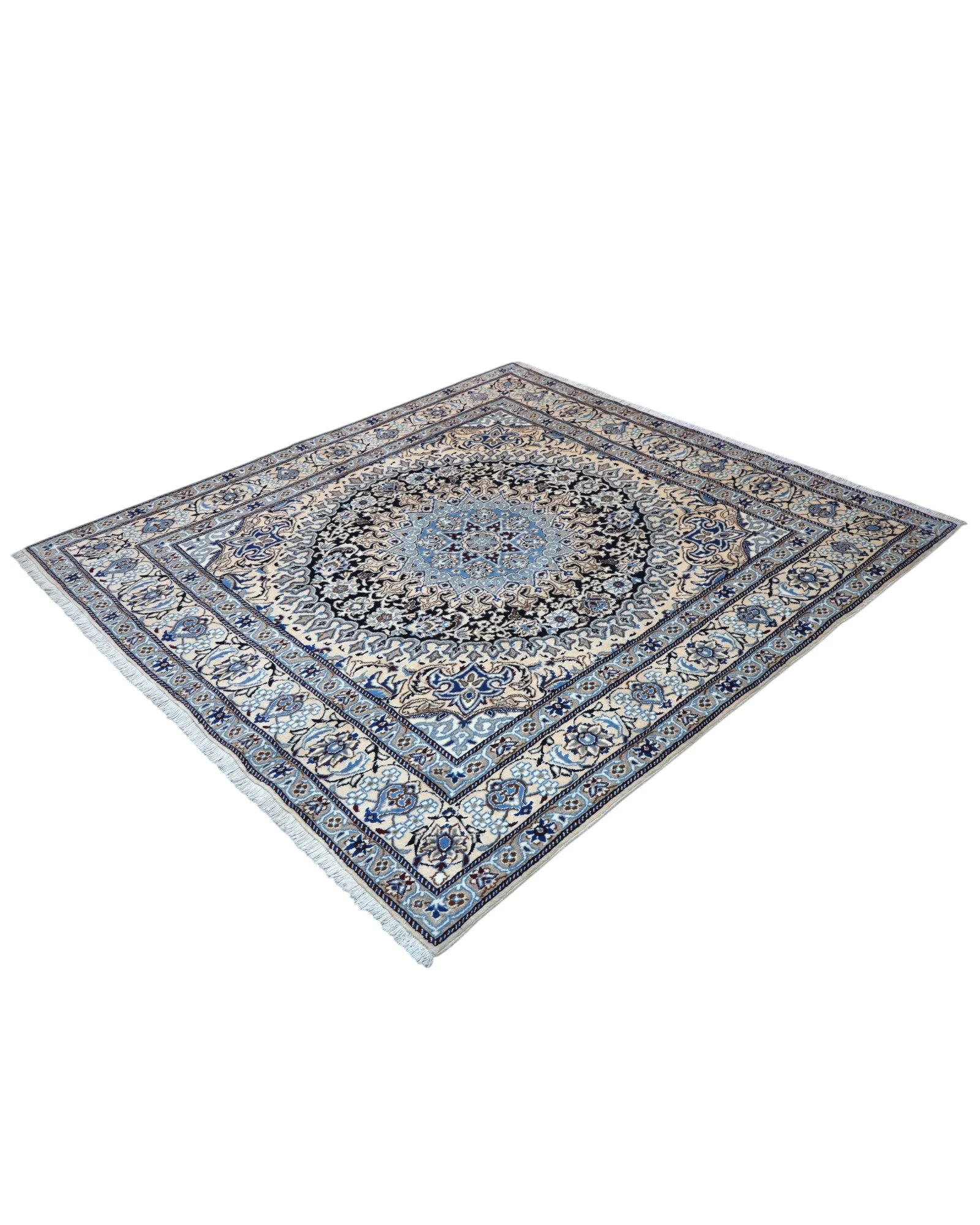 Nain Persian Rug — hand-knotted, 202 × 194 cm, Wool & Silk