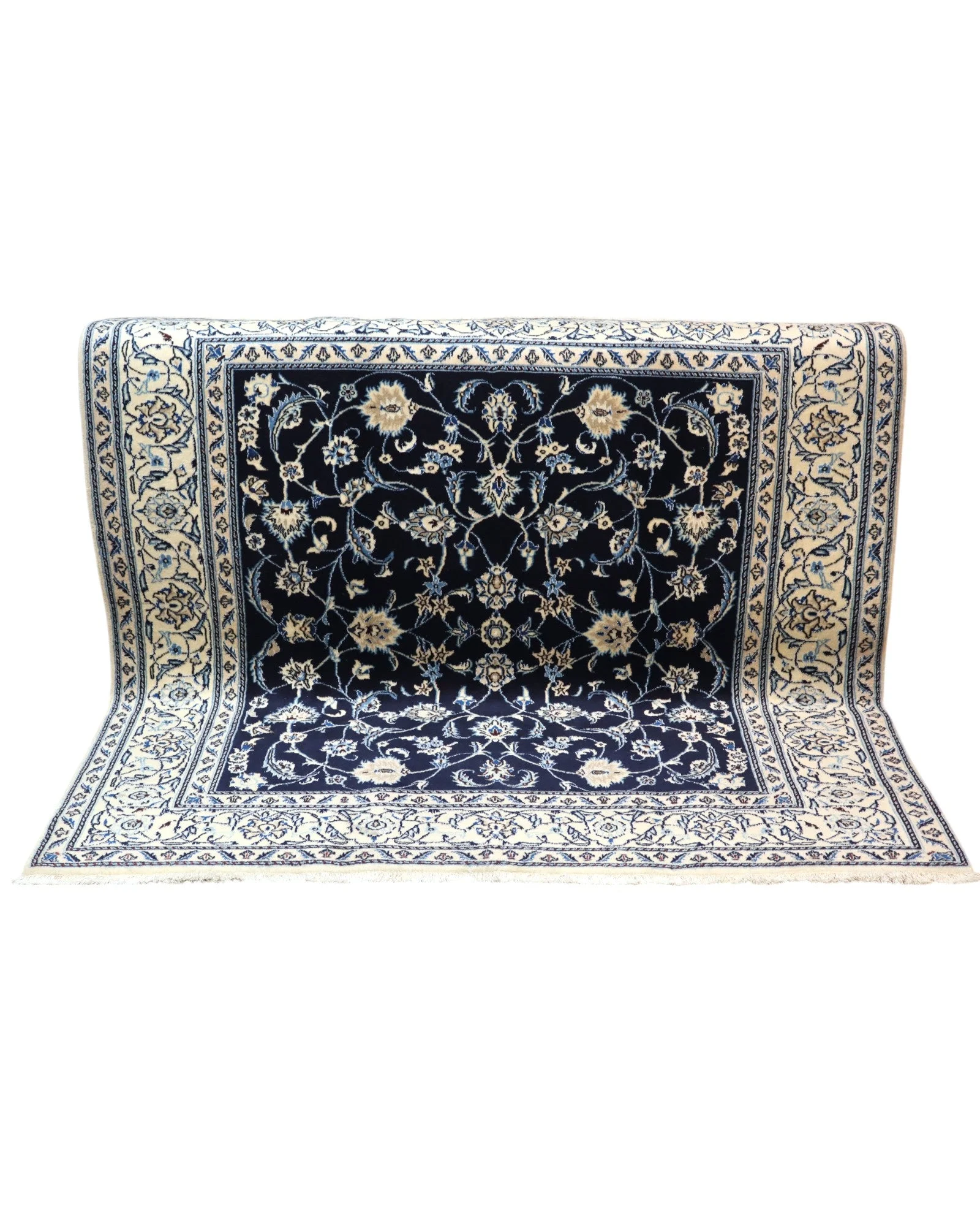 Hand-Knotted Wool & Silk Nain Persian Rug, 202 × 195 cm