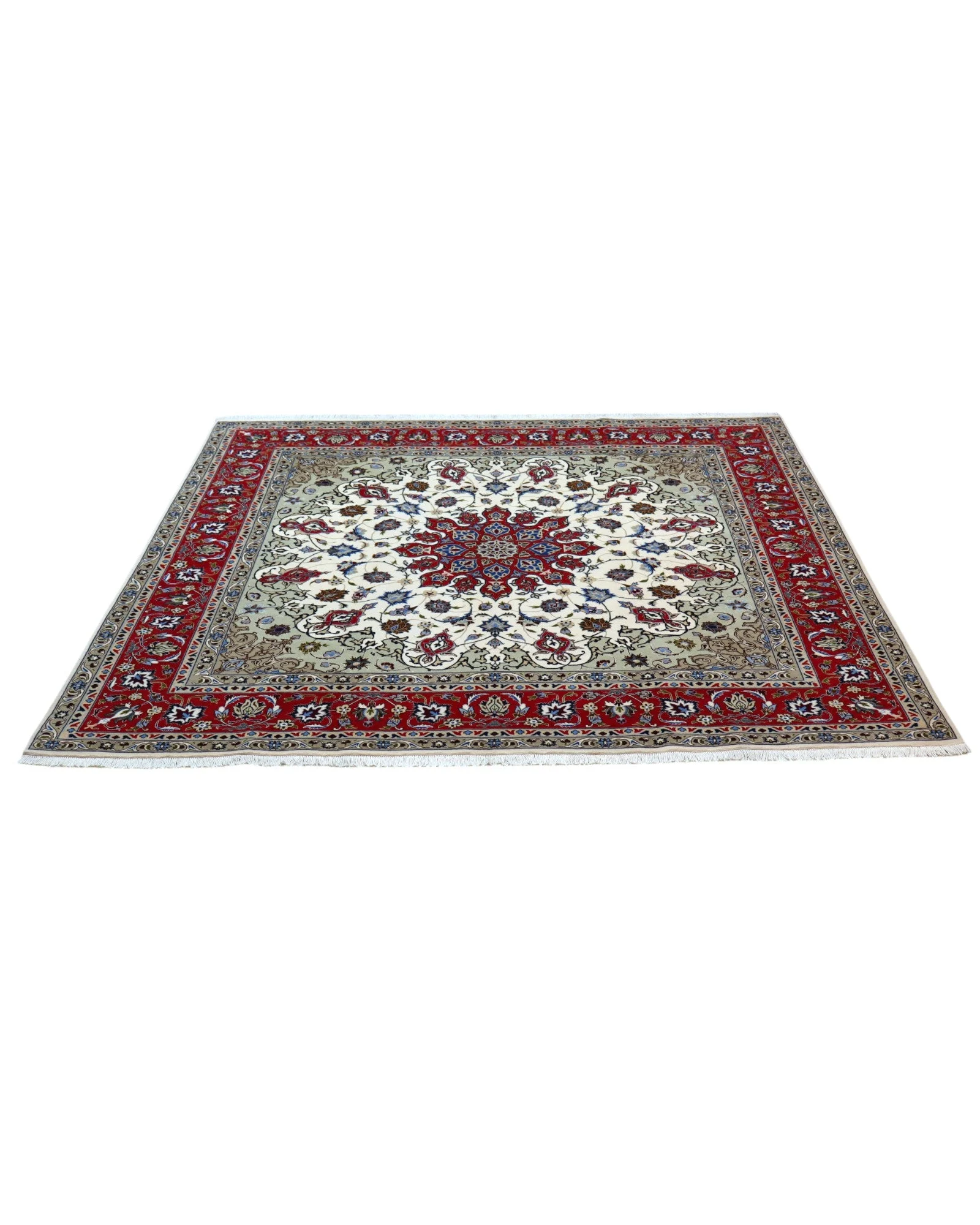 Hand-Knotted Wool & Silk Tabriz Persian Rug, 200 × 197 cm