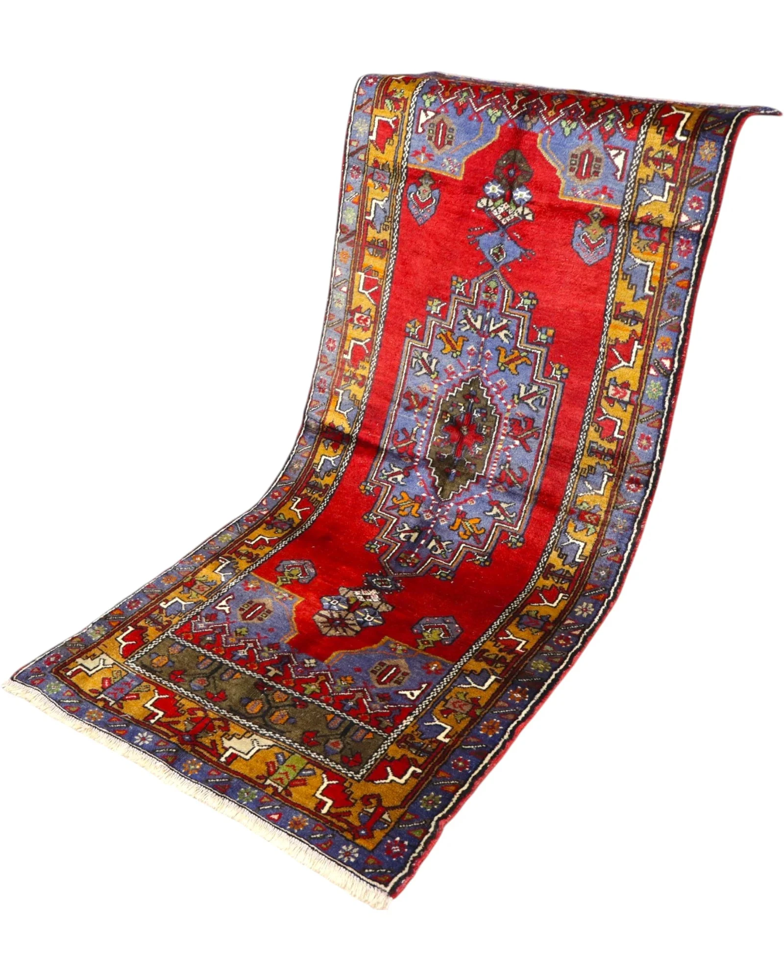 Hand-Knotted Wool Oriental Rug, 230 × 97 cm