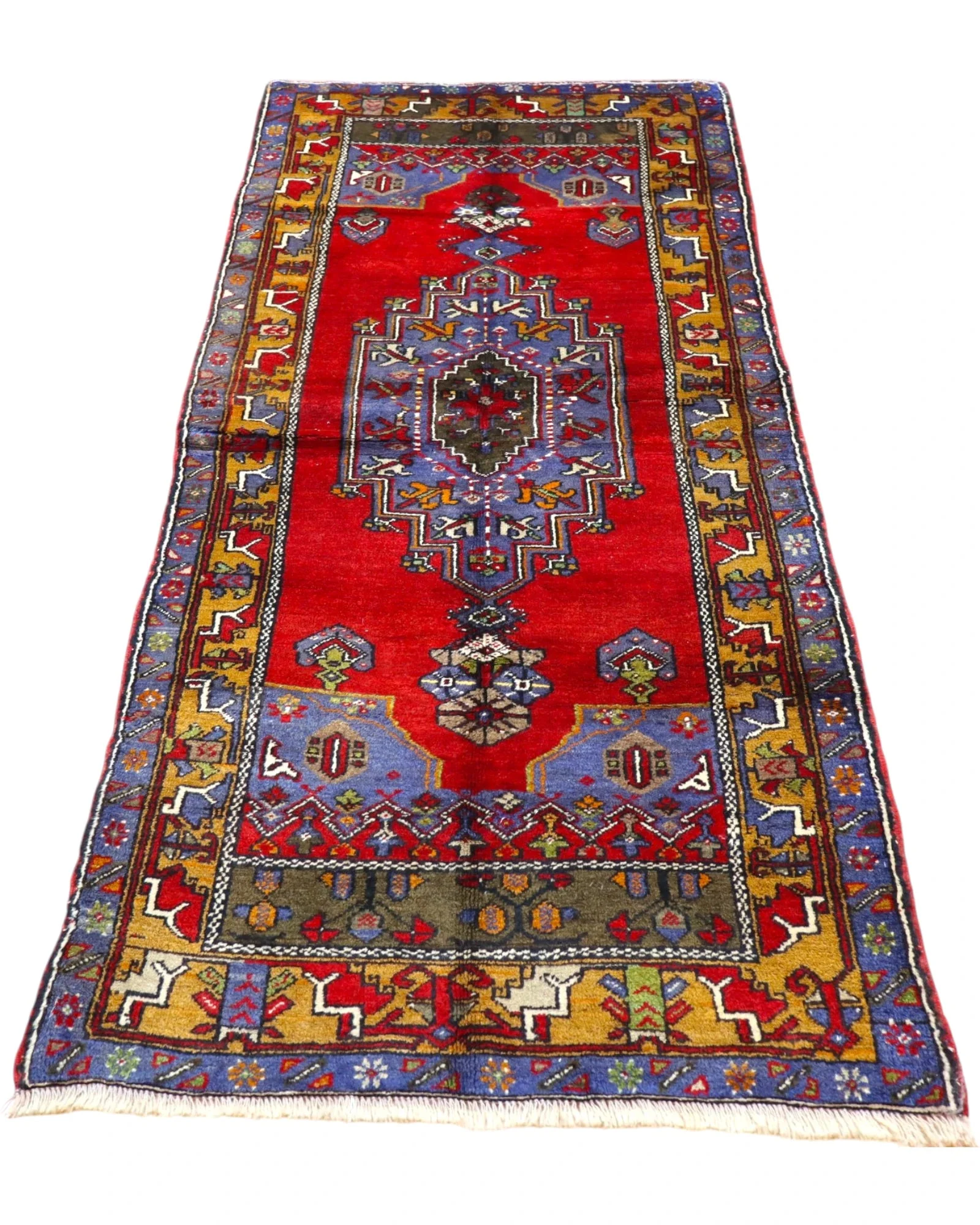 Hand-Knotted Wool Oriental Rug, 230 × 97 cm