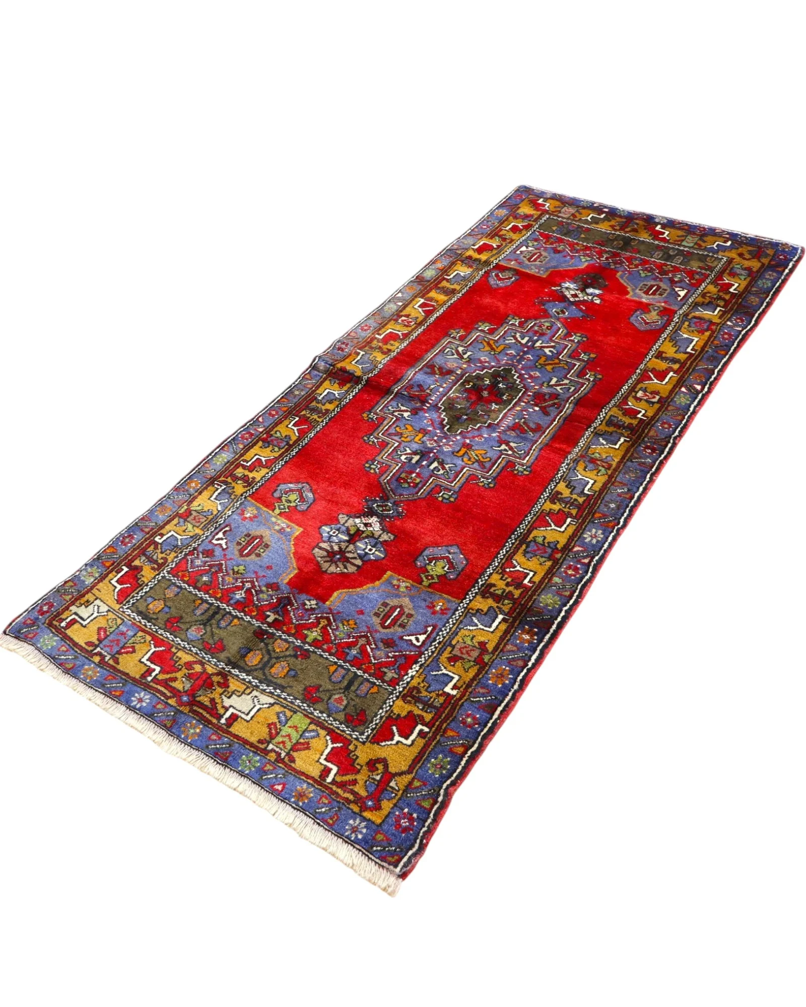 Hand-Knotted Wool Oriental Rug, 230 × 97 cm