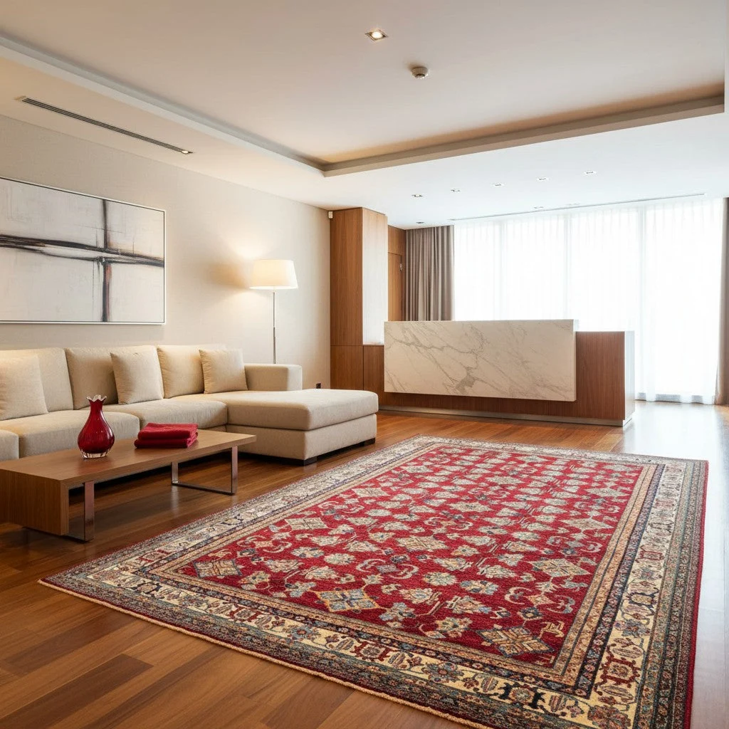 Hand-Knotted Wool Kazak Afghan Rug, 445 × 307 cm
