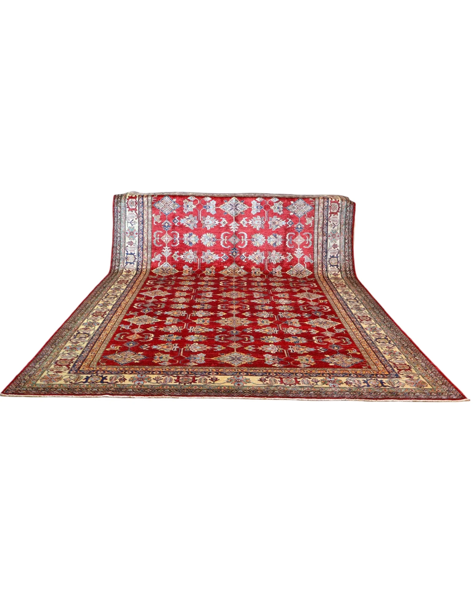 Hand-Knotted Wool Kazak Afghan Rug, 445 × 307 cm