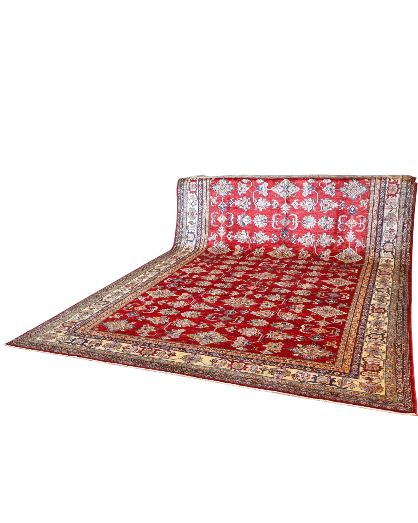 Hand-Knotted Wool Kazak Afghan Rug, 445 × 307 cm