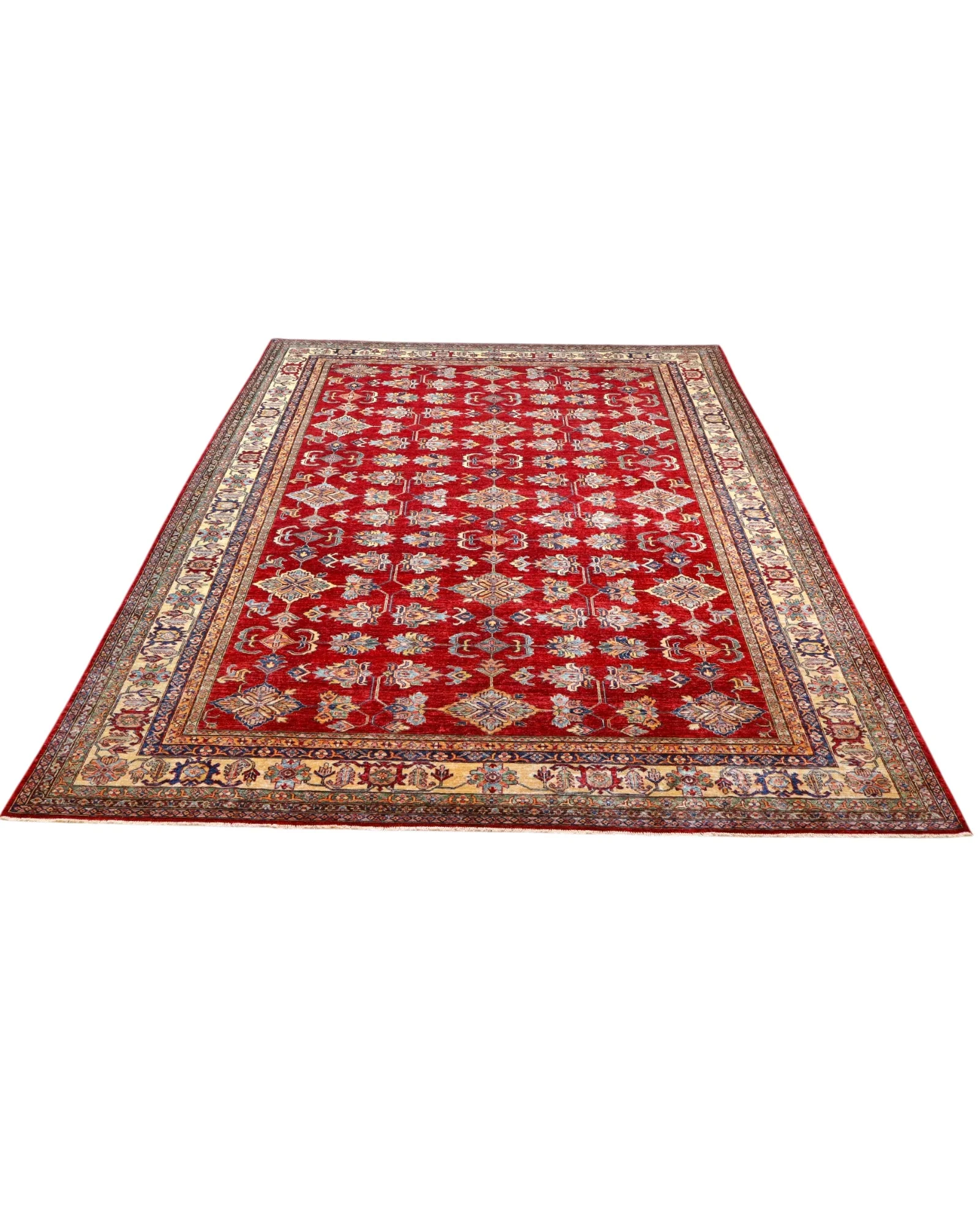 Hand-Knotted Wool Kazak Afghan Rug, 445 × 307 cm