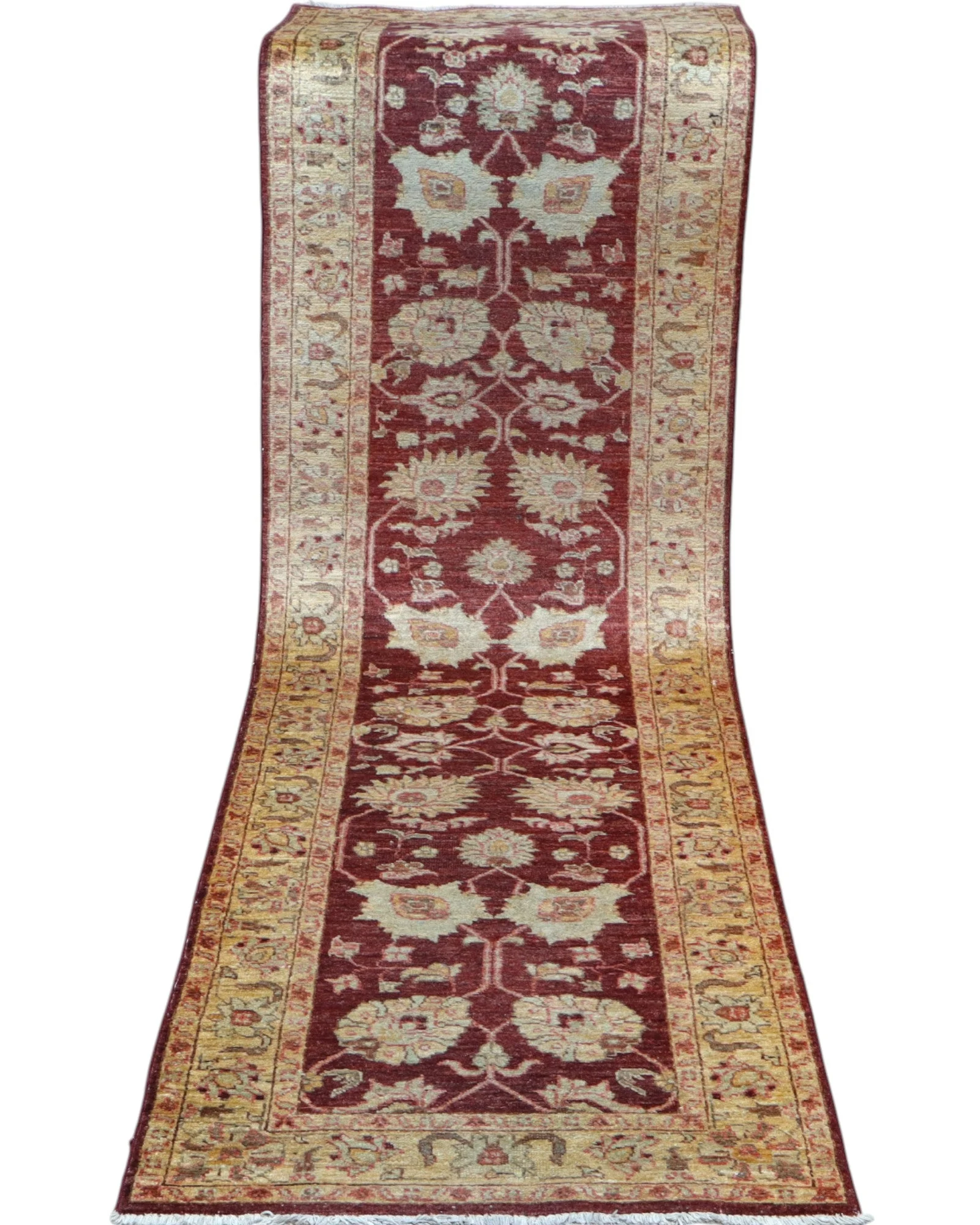 Ziegler Afghan Rug — hand-knotted, 261 × 78 cm, Wool