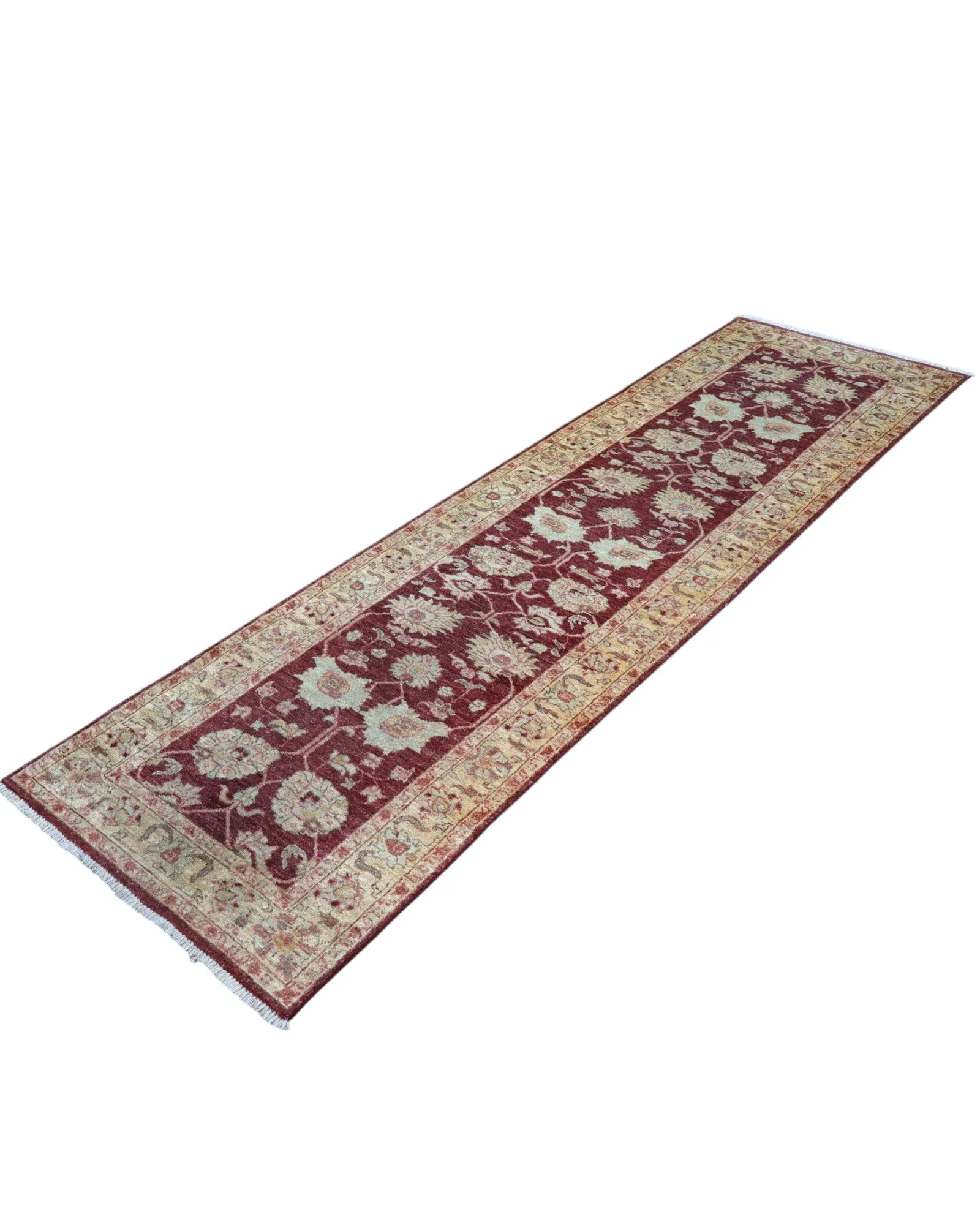 Ziegler Afghan Rug — hand-knotted, 261 × 78 cm, Wool