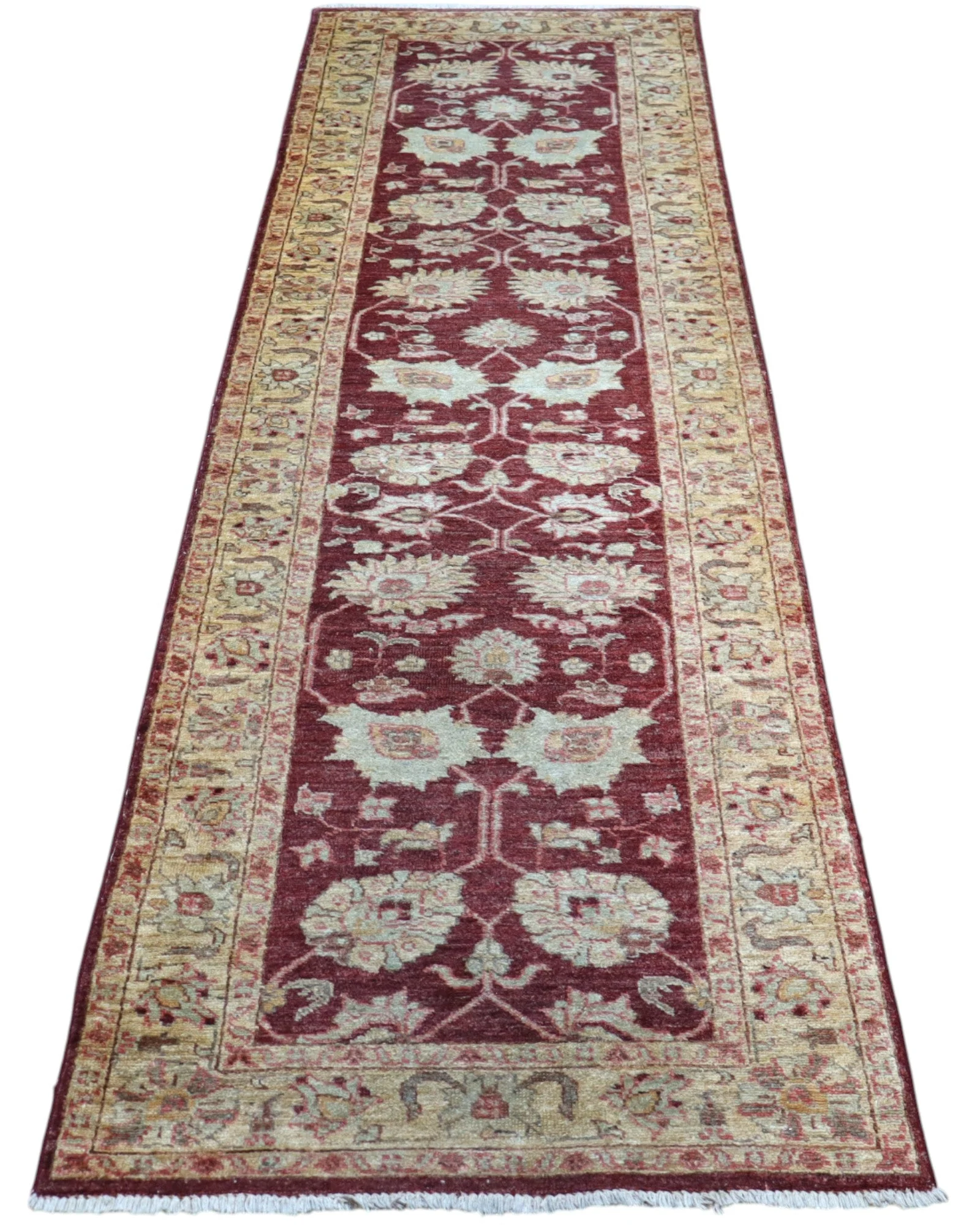 Ziegler Afghan Rug — hand-knotted, 261 × 78 cm, Wool