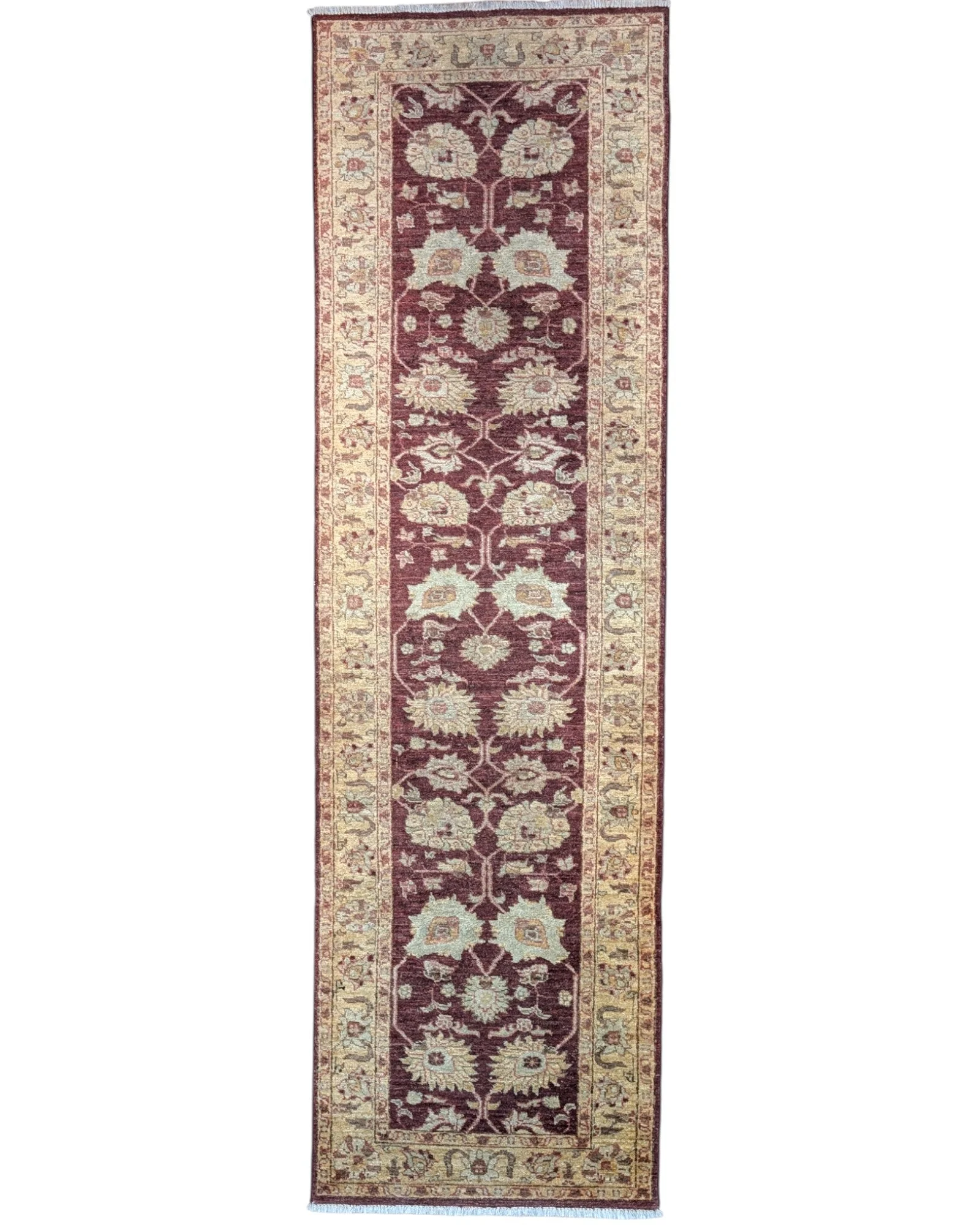 Ziegler Afghan Rug — hand-knotted, 261 × 78 cm, Wool