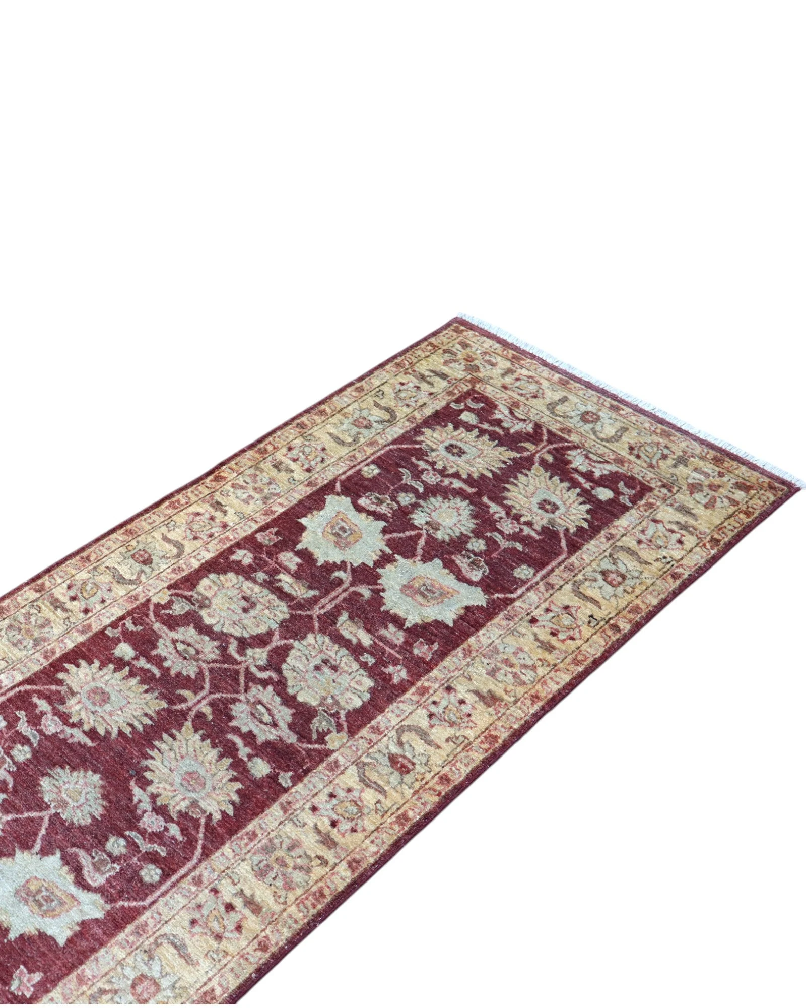 Ziegler Afghan Rug — hand-knotted, 261 × 78 cm, Wool