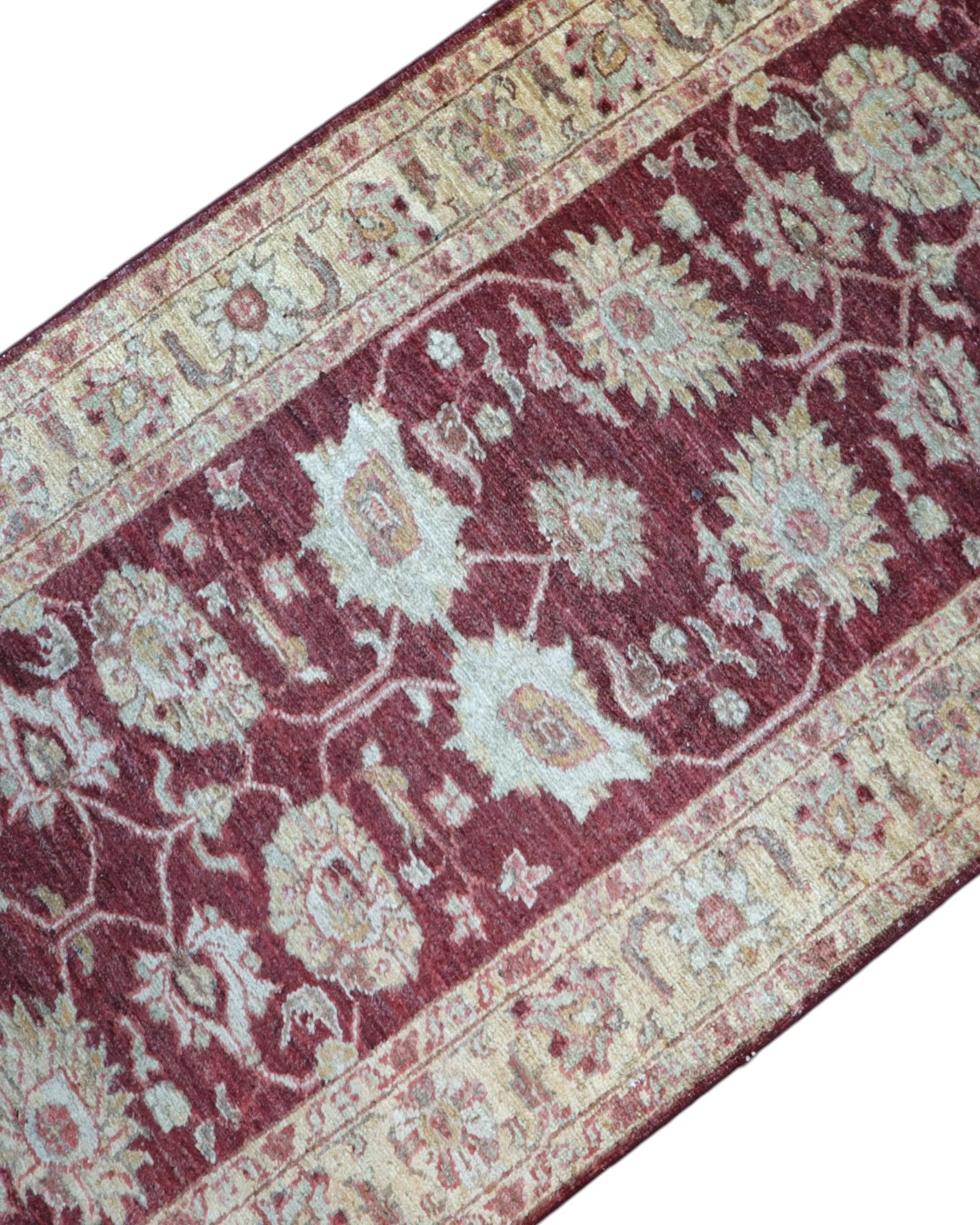 Ziegler Afghan Rug — hand-knotted, 261 × 78 cm, Wool