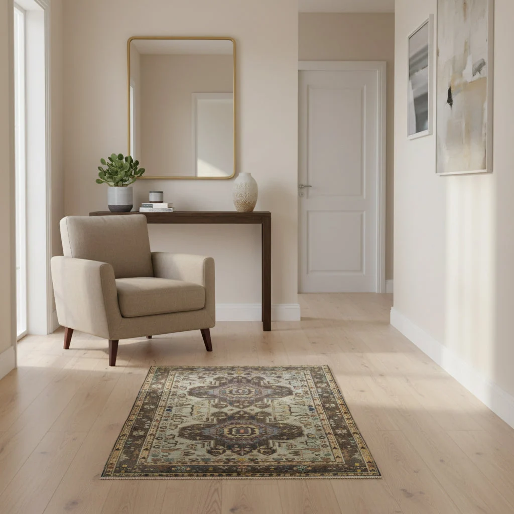 Ziegler Afghan Rug — hand-knotted, 175 × 210 cm, Wool