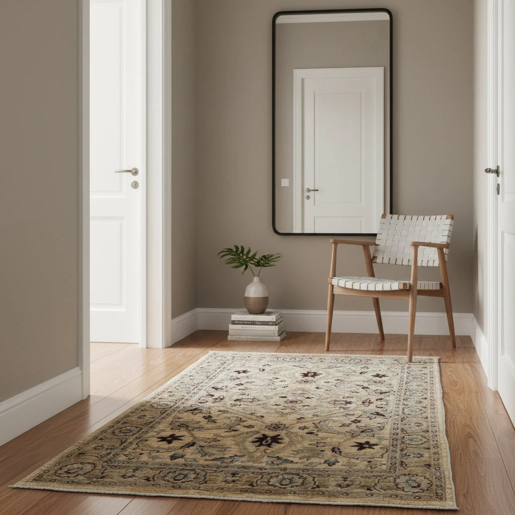 Hand-Knotted Wool Ziegler Afghan Rug, 182 × 125 cm