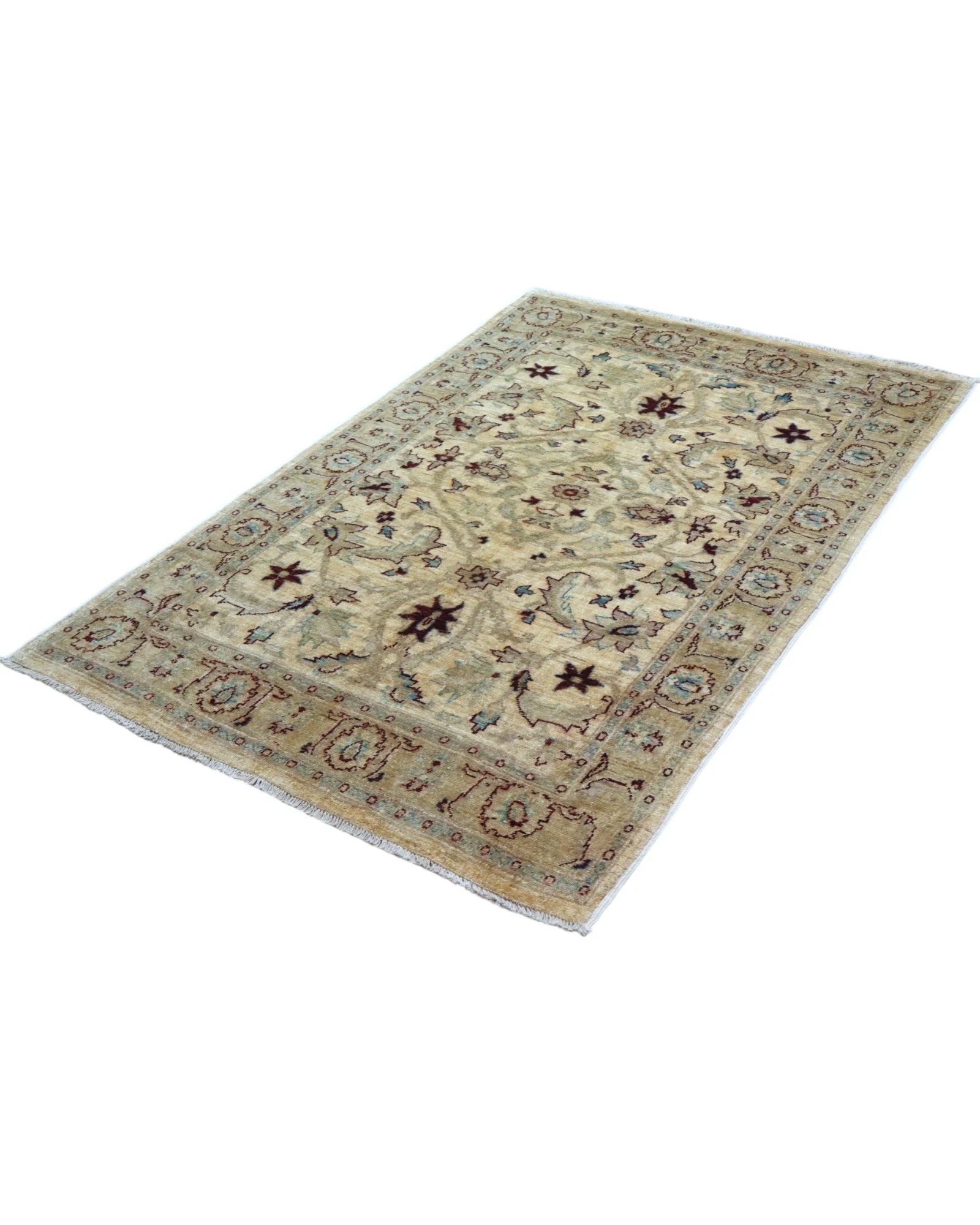 Hand-Knotted Wool Ziegler Afghan Rug, 182 × 125 cm
