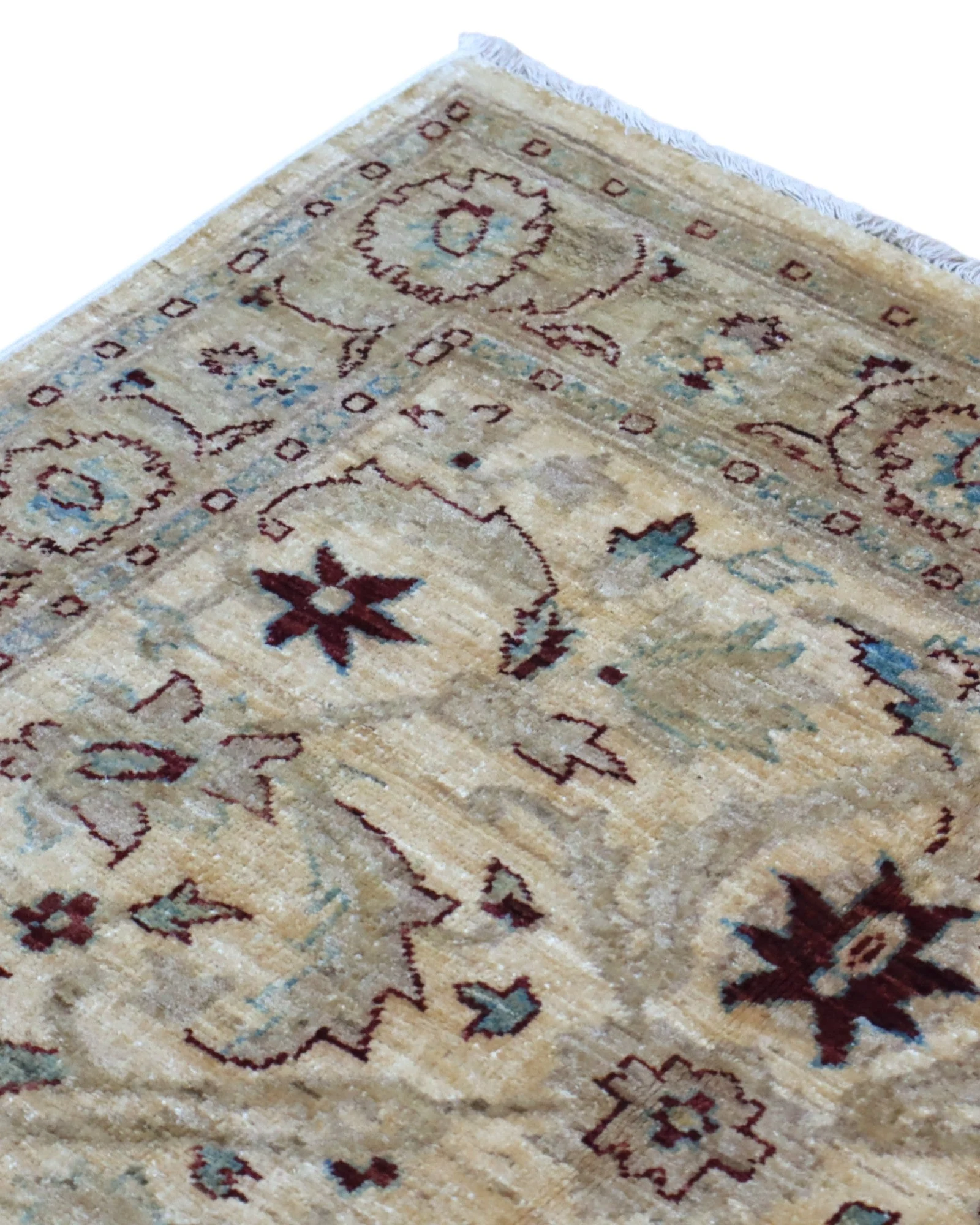 Hand-Knotted Wool Ziegler Afghan Rug, 182 × 125 cm