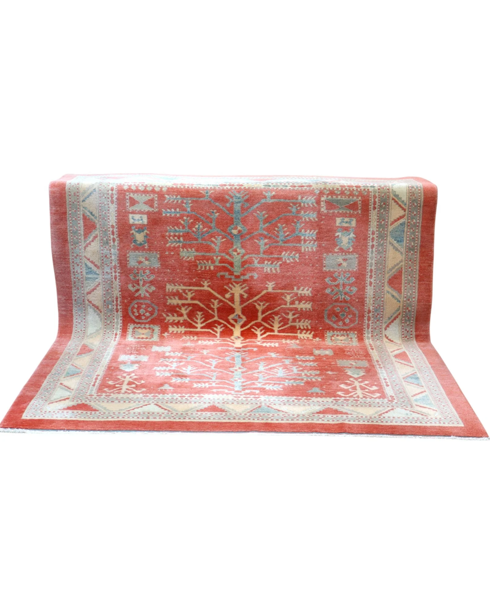 Hand-Knotted Wool Ziegler Afghan Rug, 248 × 230 cm