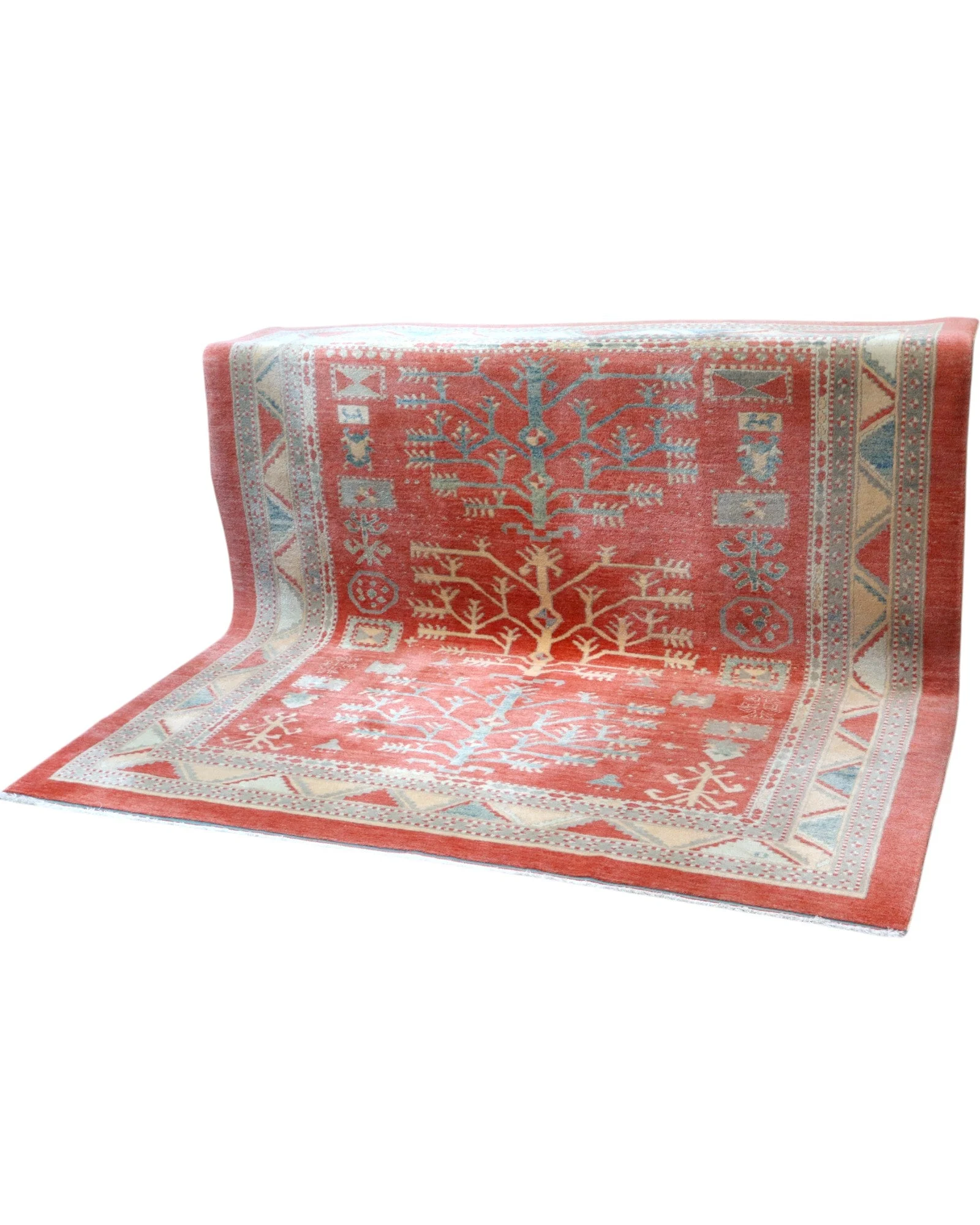 Hand-Knotted Wool Ziegler Afghan Rug, 248 × 230 cm