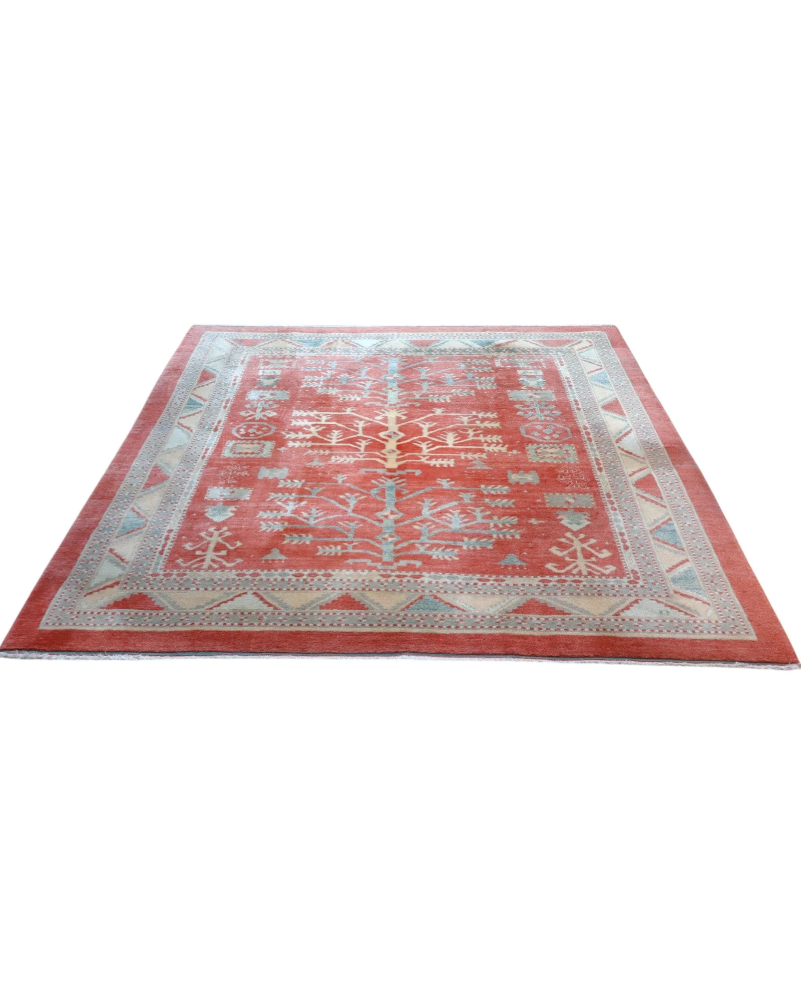 Hand-Knotted Wool Ziegler Afghan Rug, 248 × 230 cm