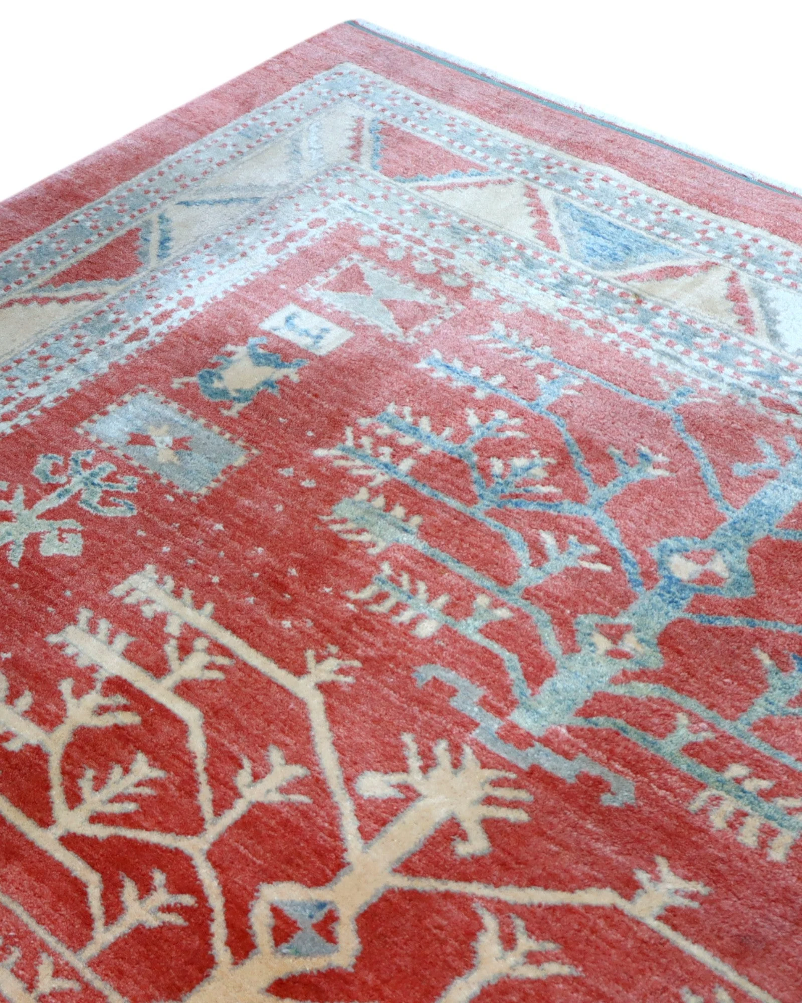 Hand-Knotted Wool Ziegler Afghan Rug, 248 × 230 cm