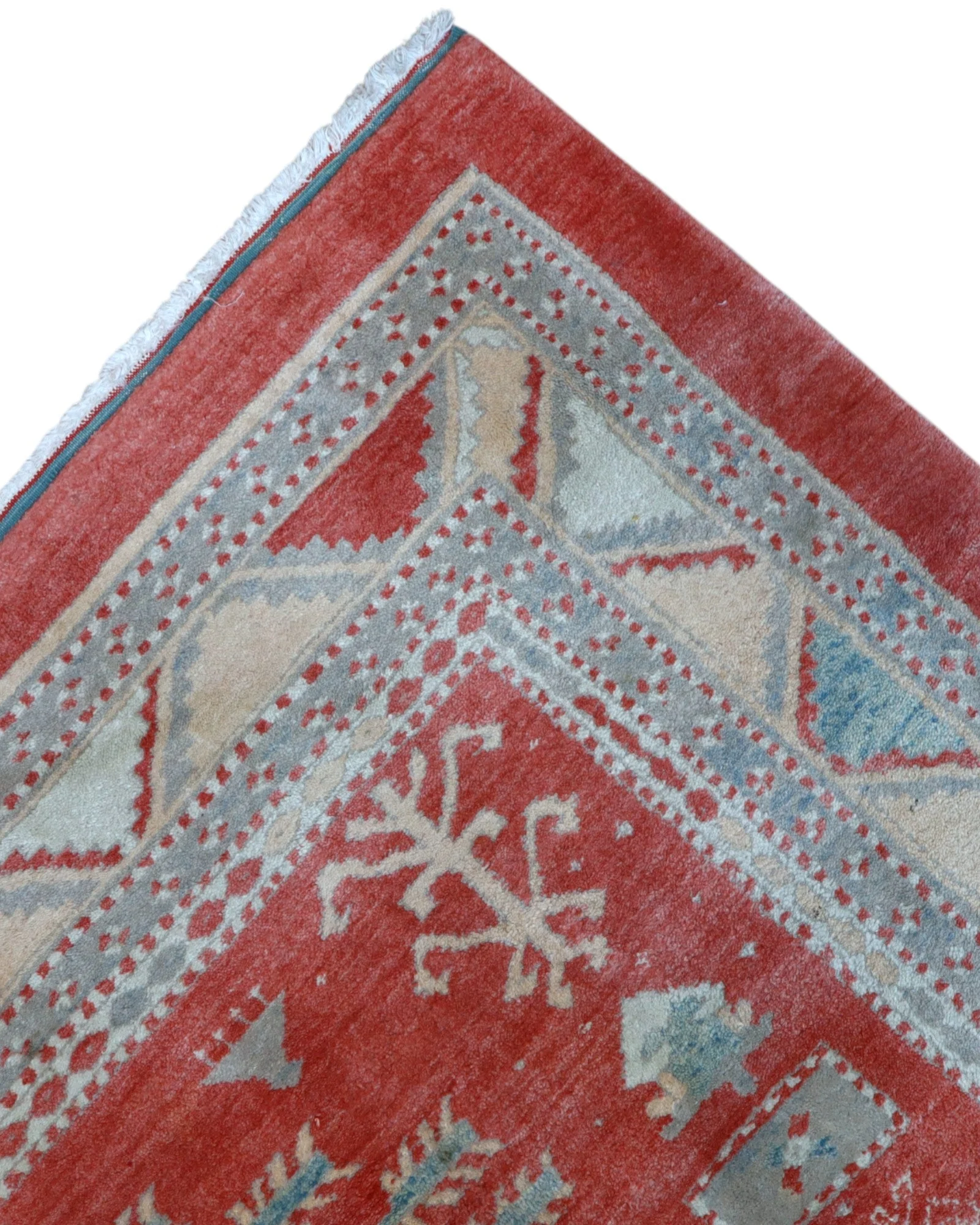 Hand-Knotted Wool Ziegler Afghan Rug, 248 × 230 cm