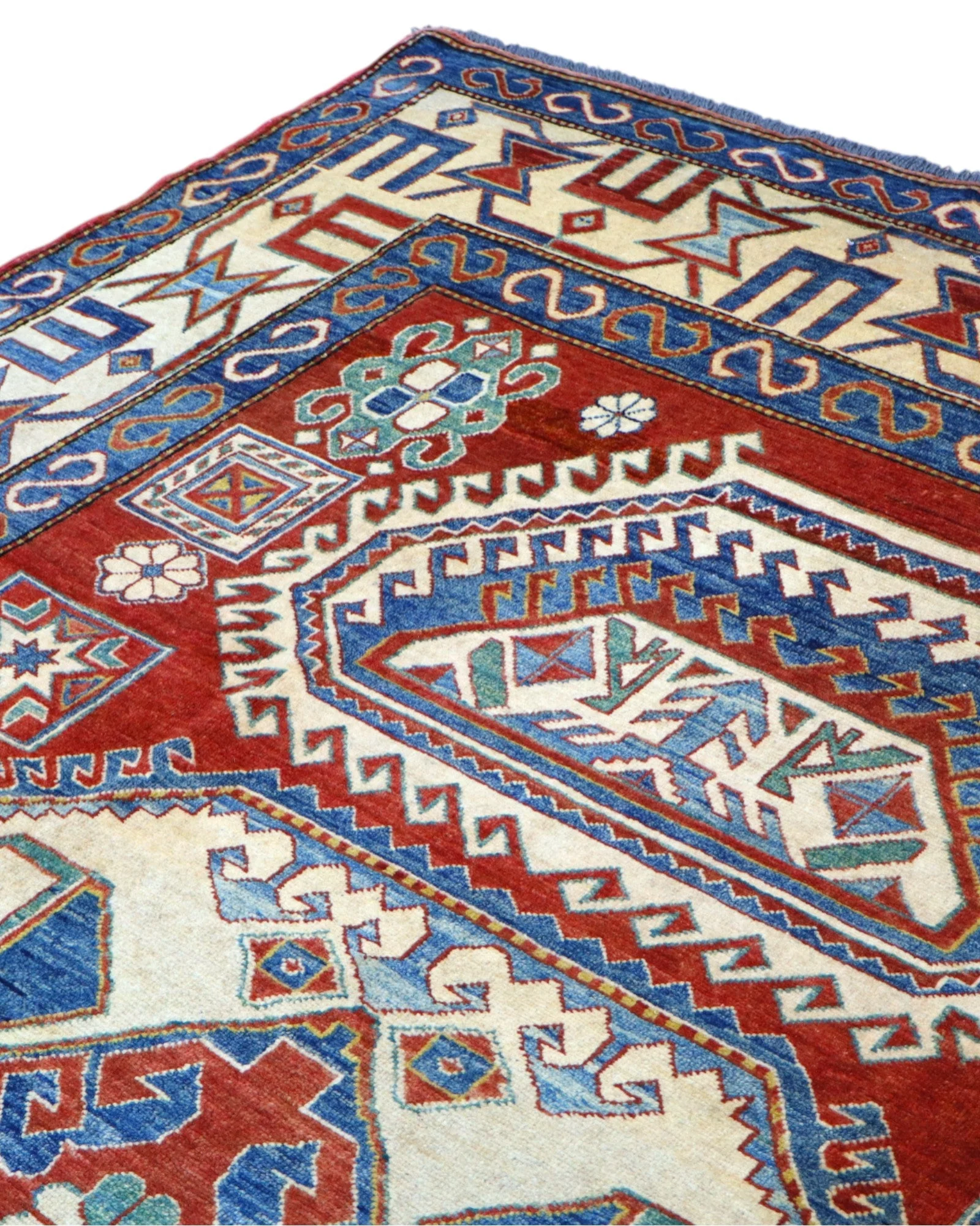 Hand-Knotted Wool Kazak Oriental Rug, 346 × 210 cm