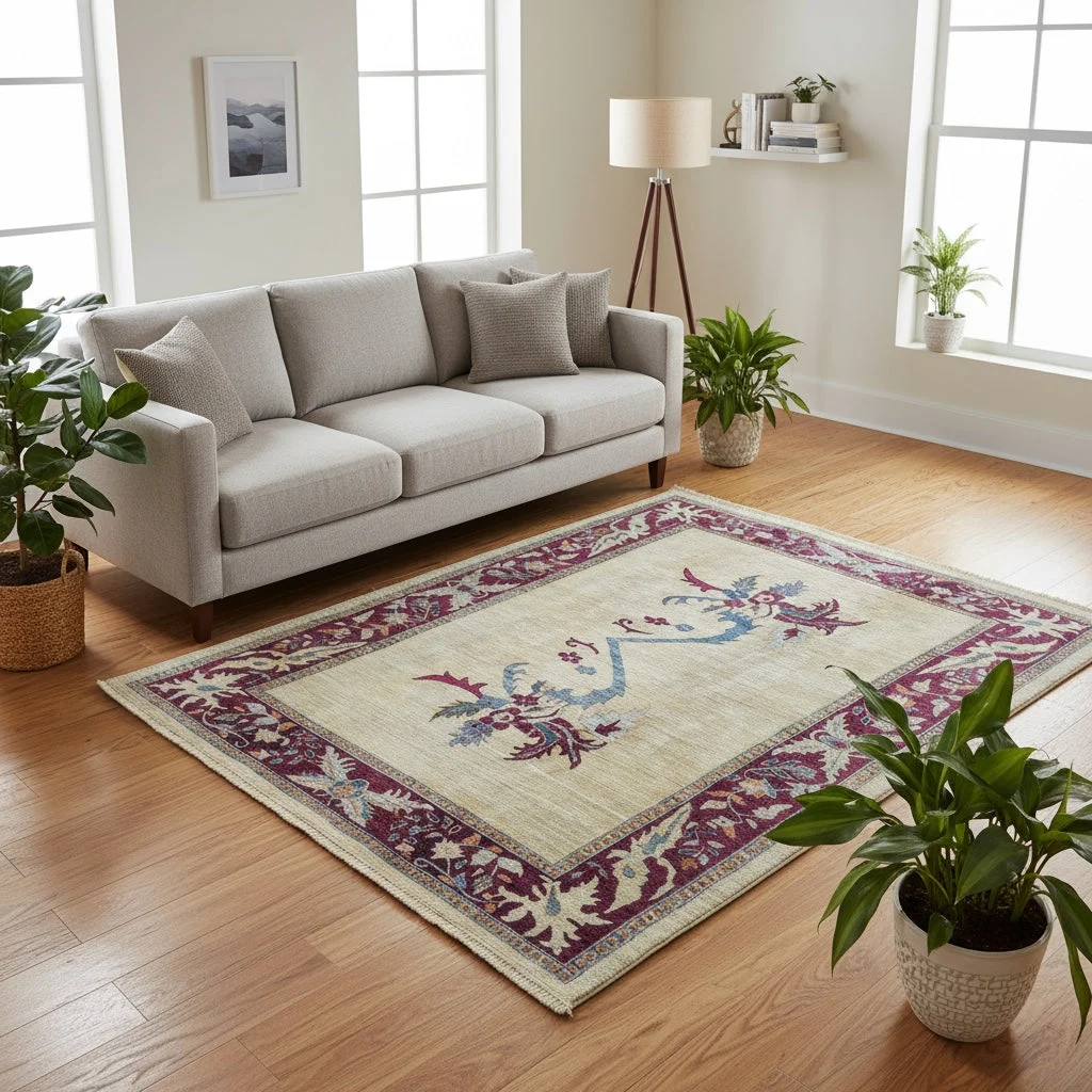 Hand-Knotted Wool Kazak Afghan Rug, 232 × 180 cm