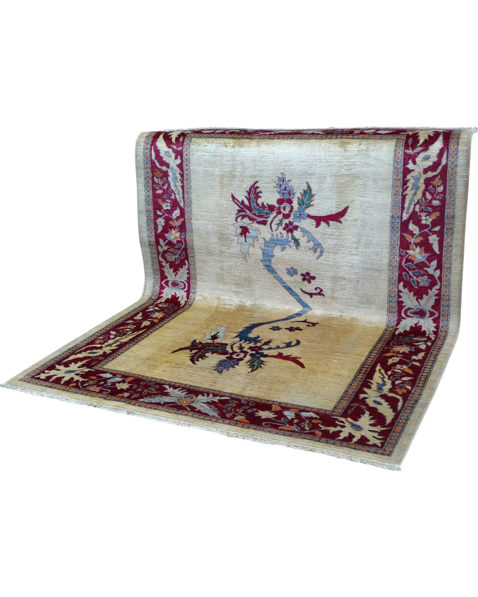 Hand-Knotted Wool Kazak Afghan Rug, 232 × 180 cm