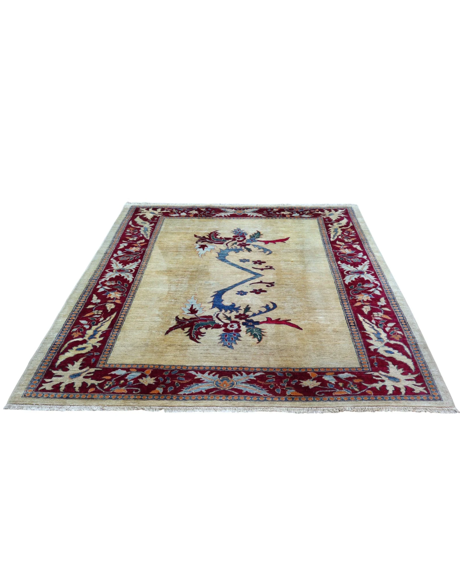 Hand-Knotted Wool Kazak Afghan Rug, 232 × 180 cm